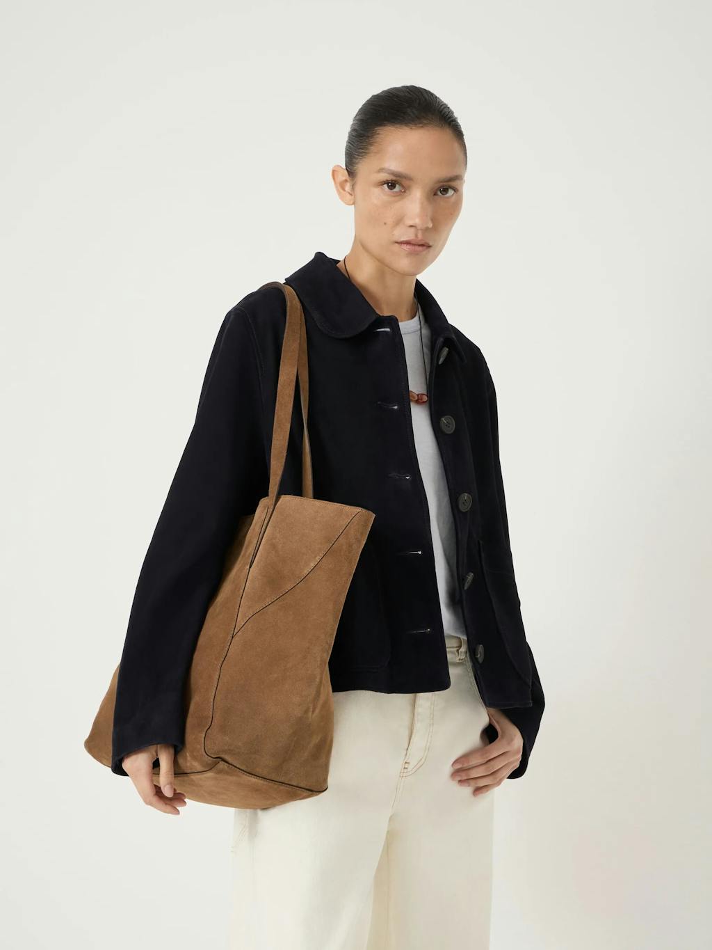 014254-0475-01 Saffie Suede Panel Tote Bag