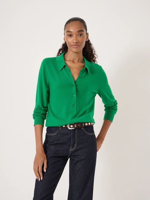 Merino Long Sleeve Polo Top