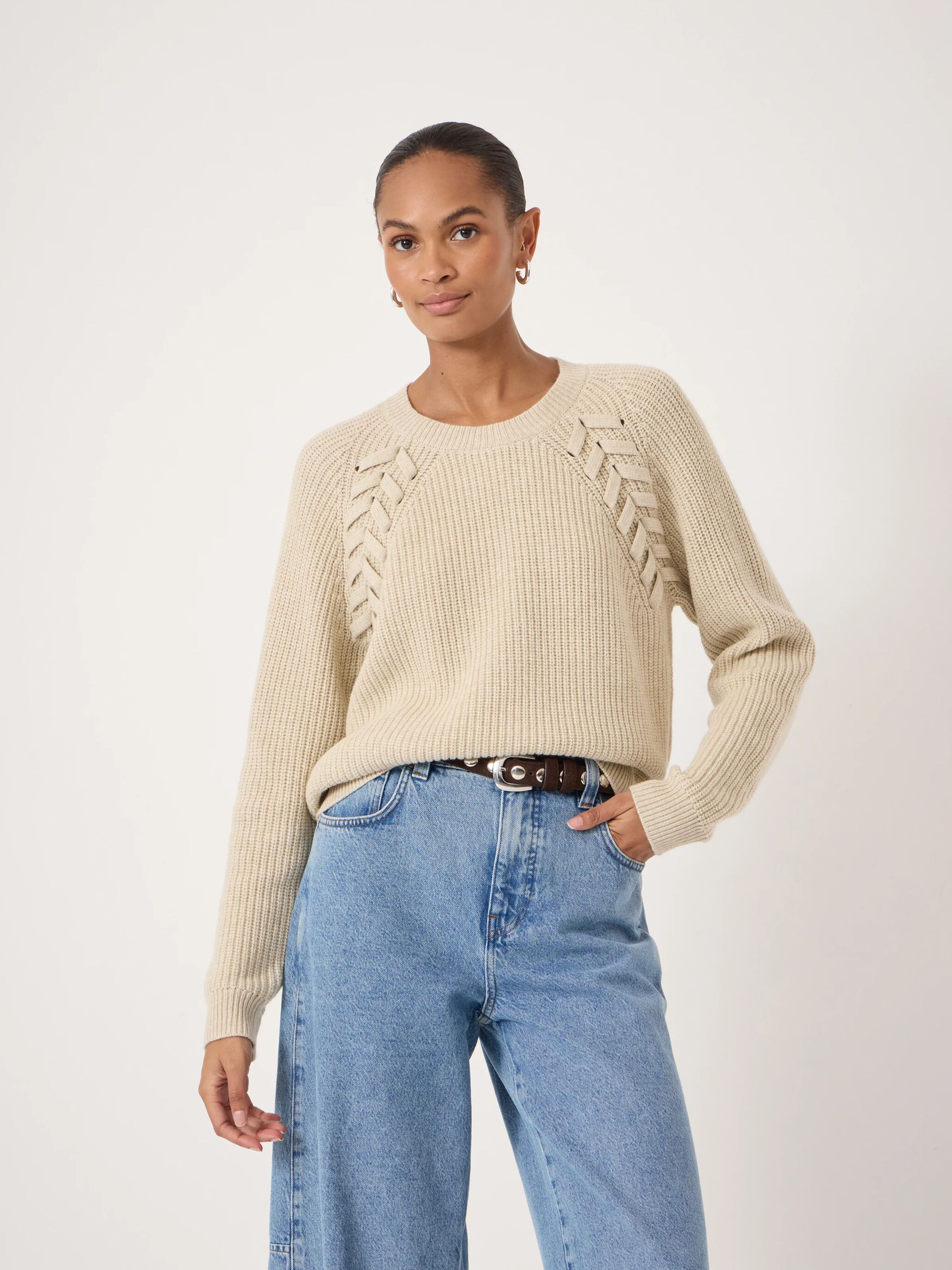 Mel Wool Blend Plait Trim Jumper