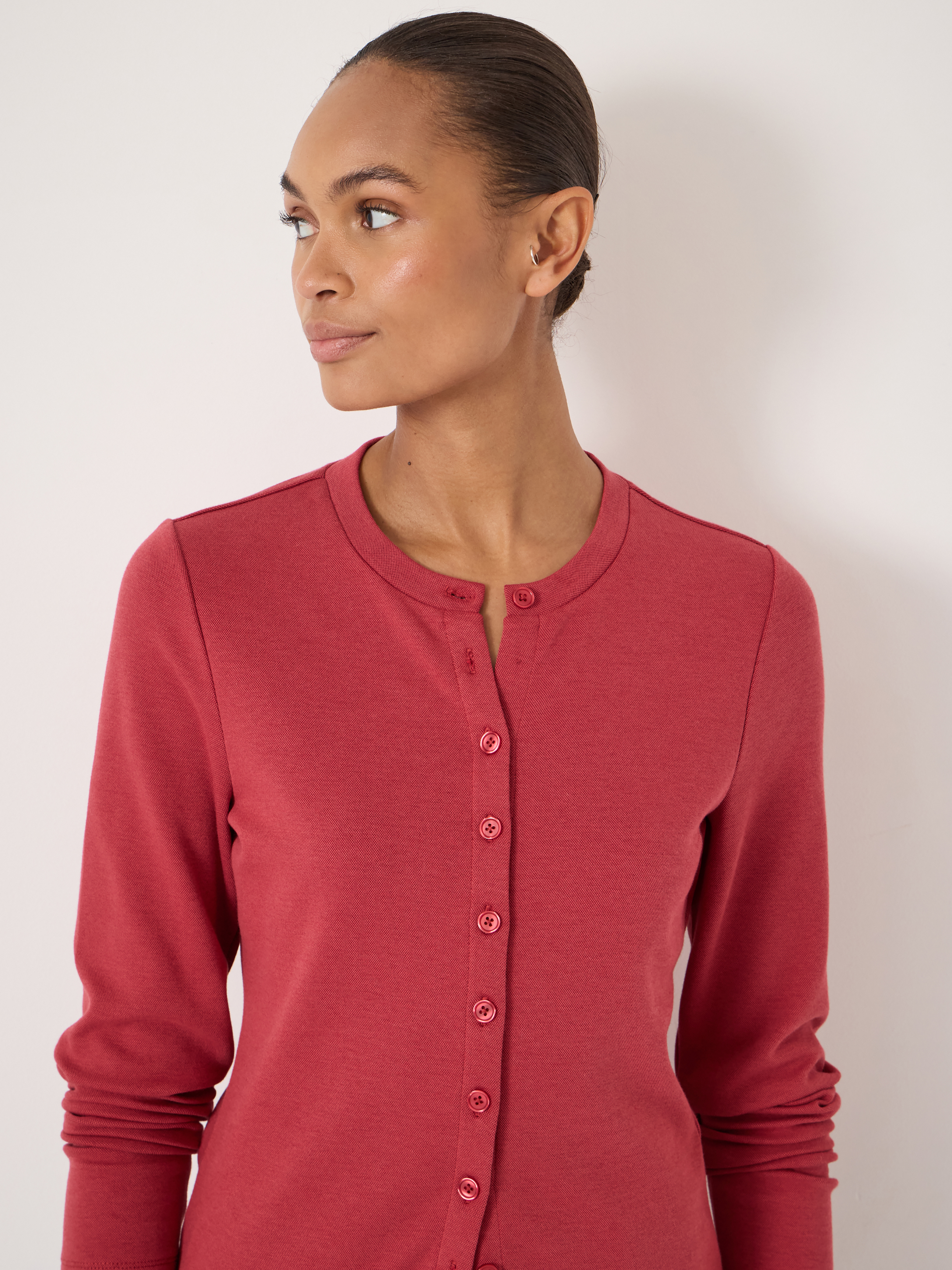 Button Detail Jersey Cardigan