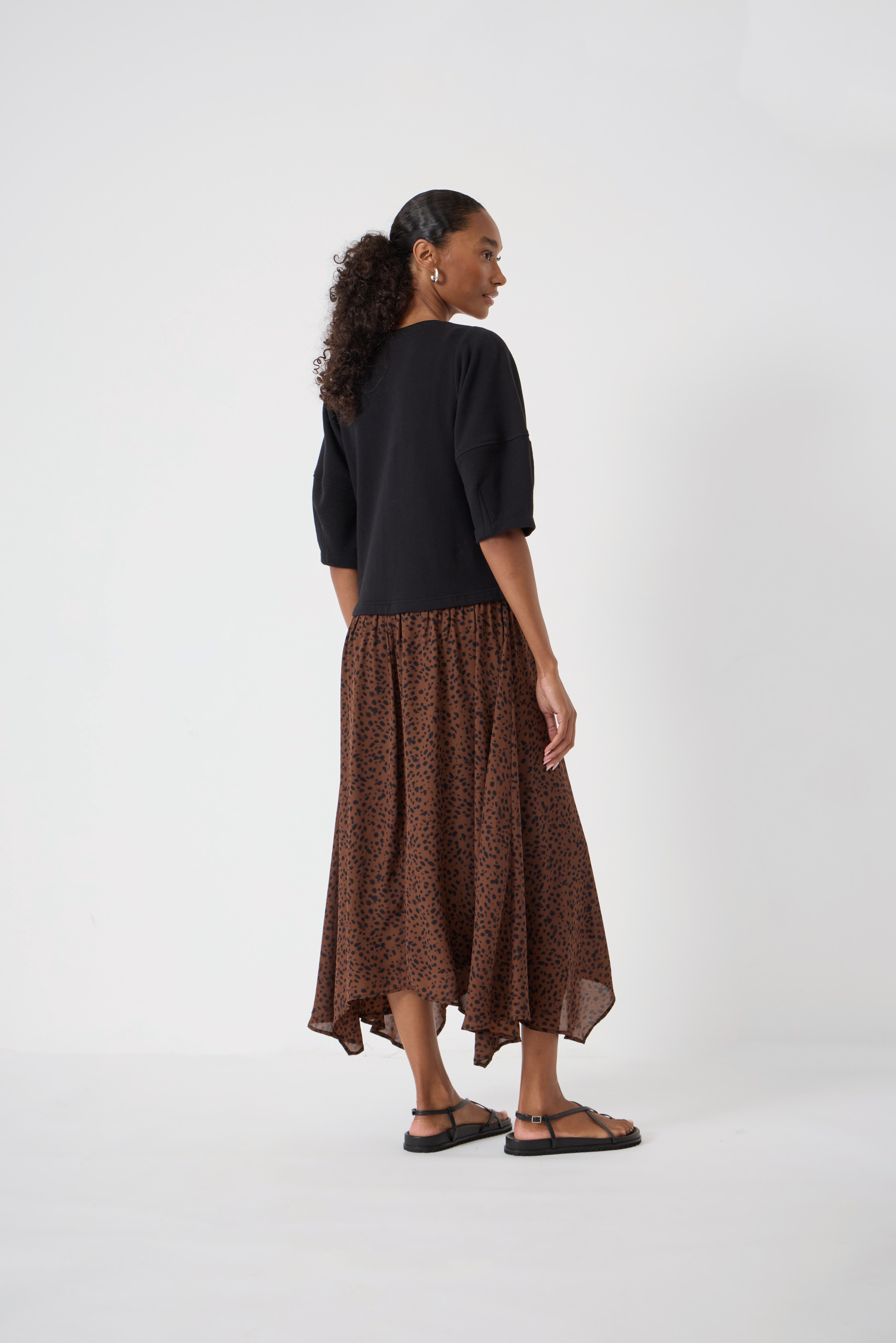 Zola Puff Sleeve Hanky Hem Dress