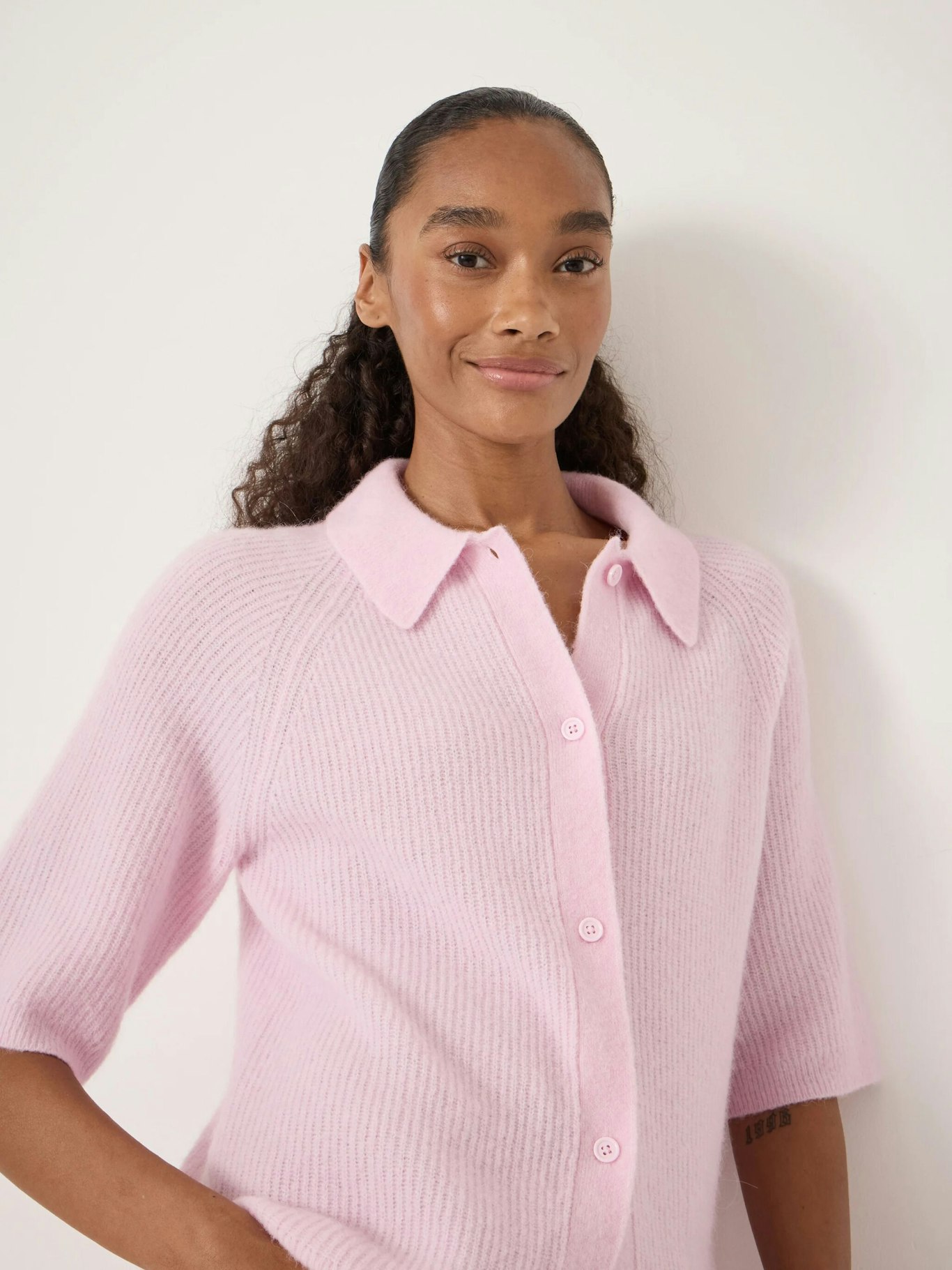 014277-1434-04 Jinny Wool Blend Short Sleeve Cardigan