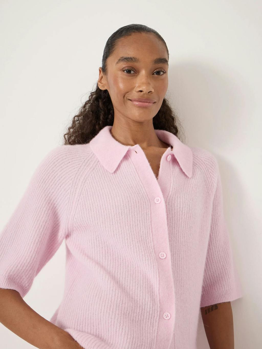 014277-1434-04 Jinny Wool Blend Short Sleeve Cardigan