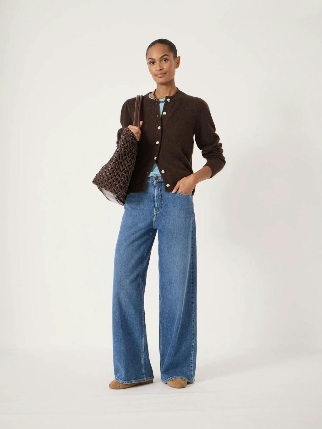 014275-0450-02 Wool Blend Gathered Shoulder Detail Cardigan