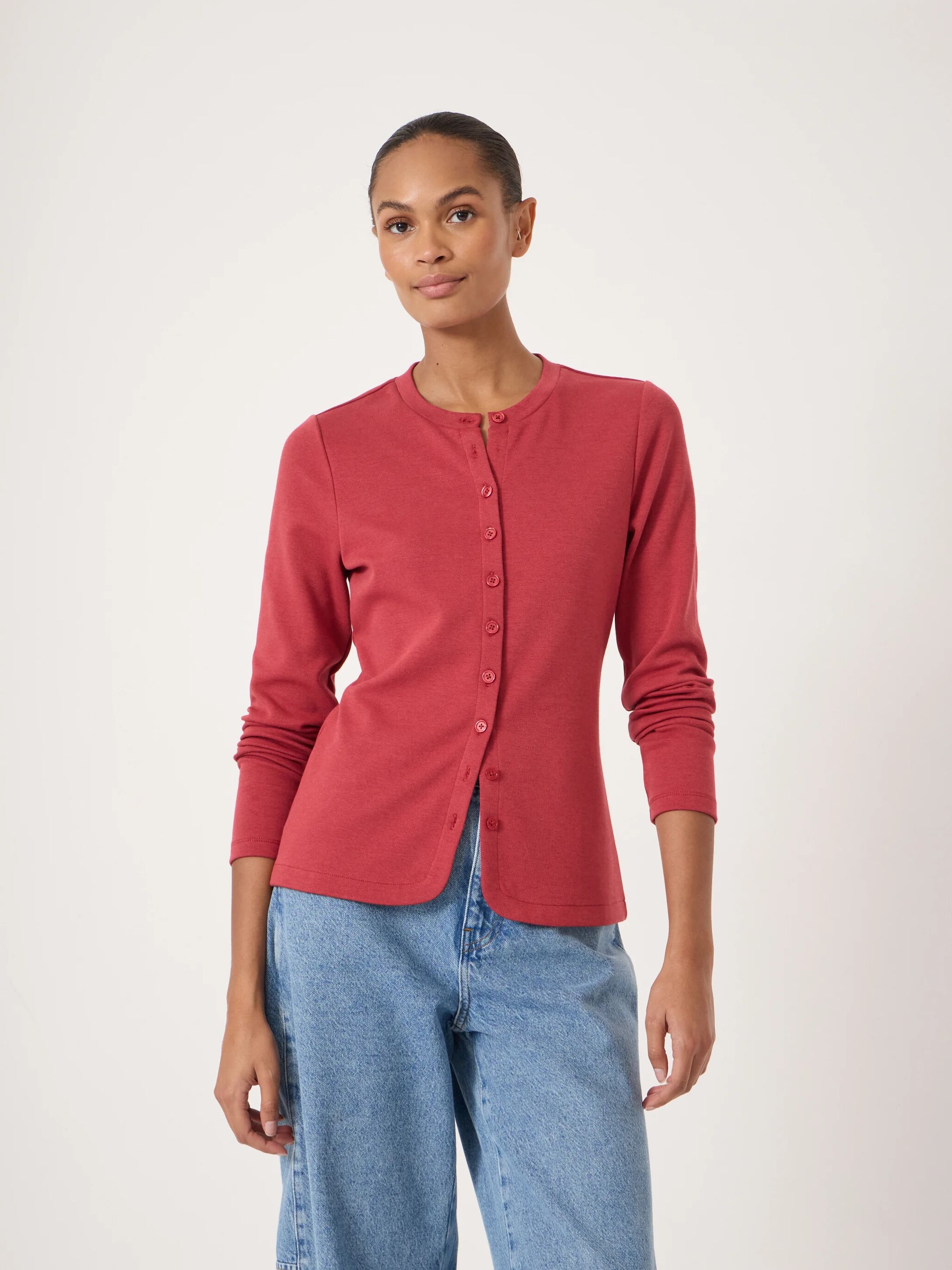 Button Detail Jersey Cardigan