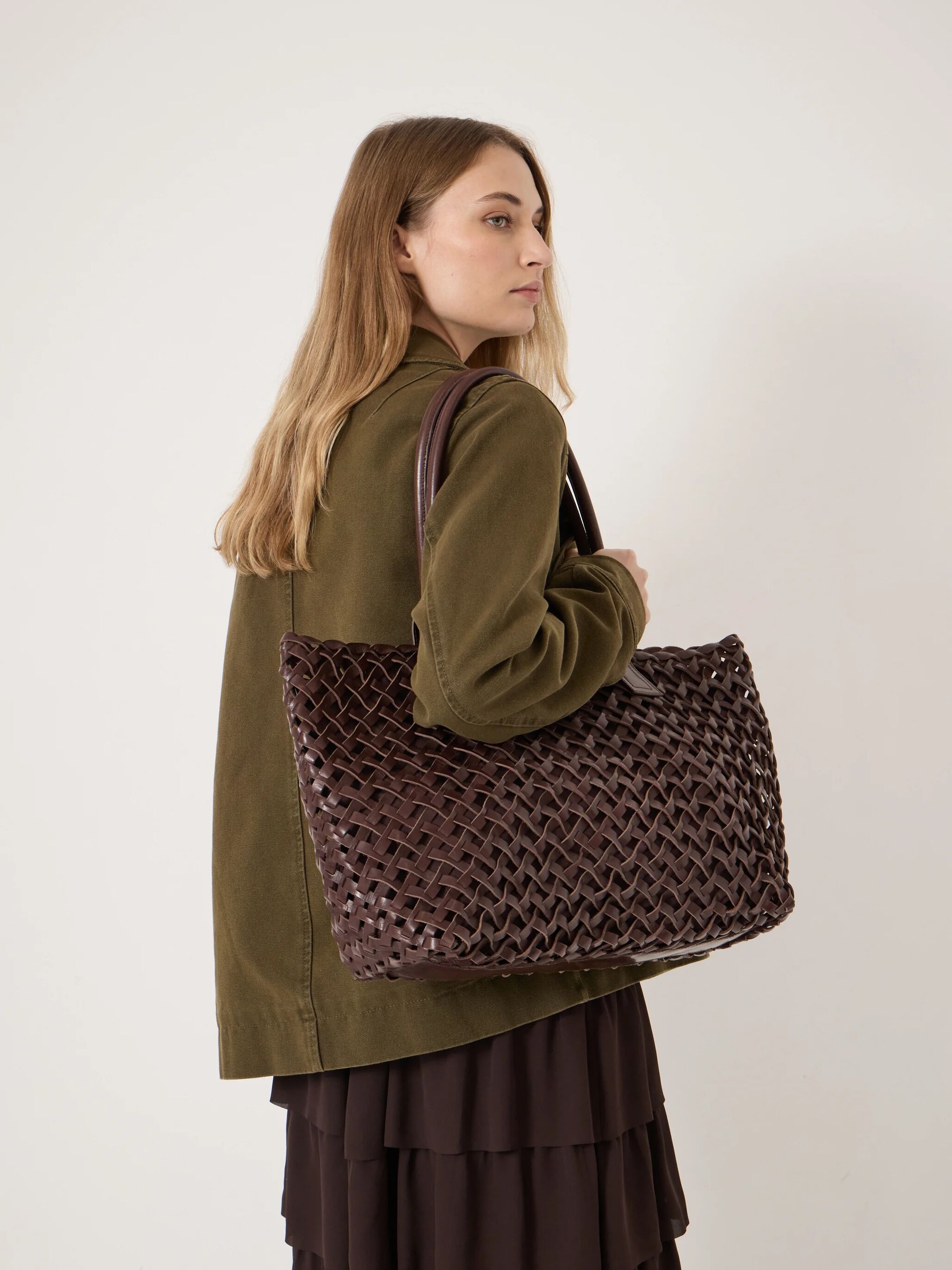 Leni Leather Weave Tote Bag