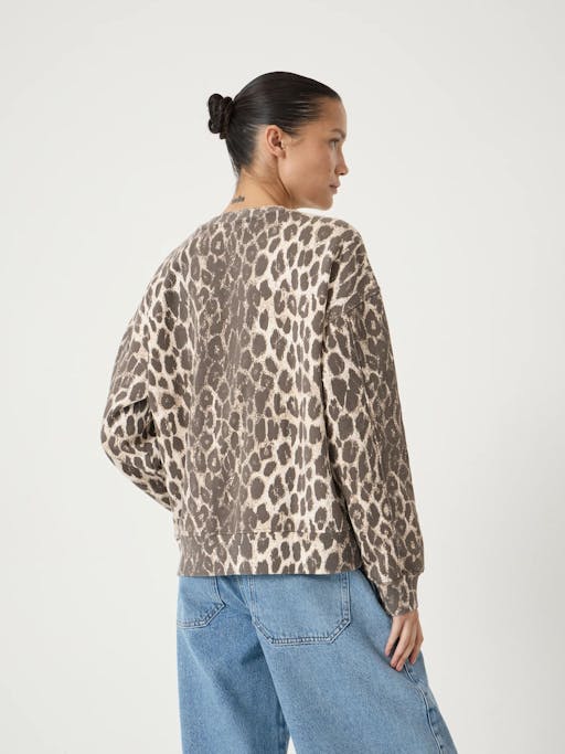 Astra Leopard Print Cotton Sweatshirt