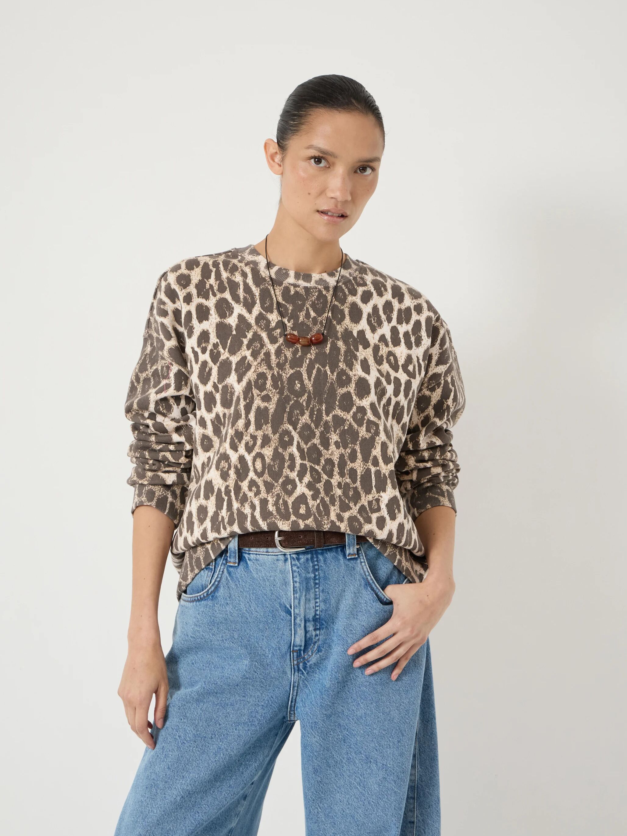 Astra Leopard Print Cotton Sweatshirt