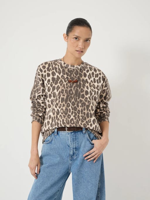 Astra Leopard Print Cotton Sweatshirt