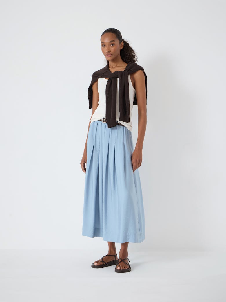 Ivy Pleated Air Flow Midi Skirt