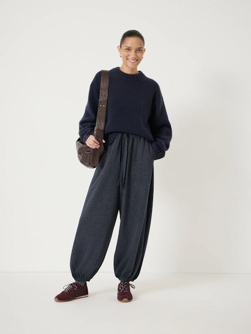 Taylor Check Balloon Hem Jersey Trousers