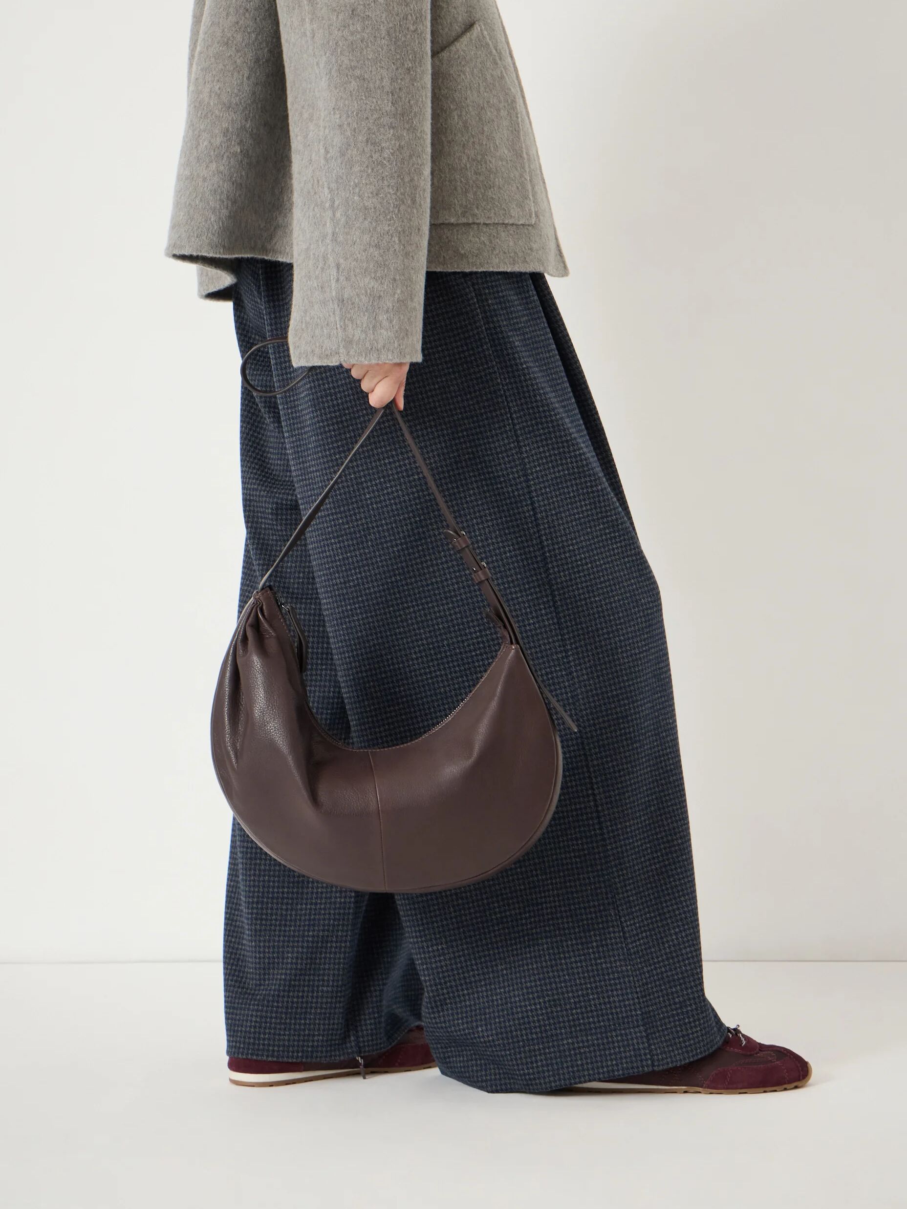 Romy Ruched Leather Crescent Bag