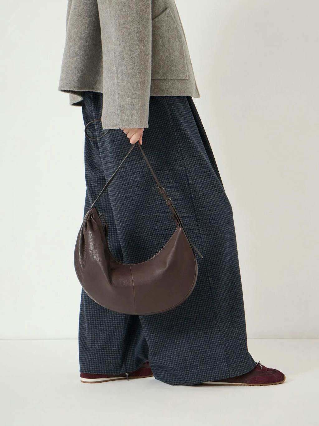 014256-1319-02 Romy Ruched Leather Crescent Bag