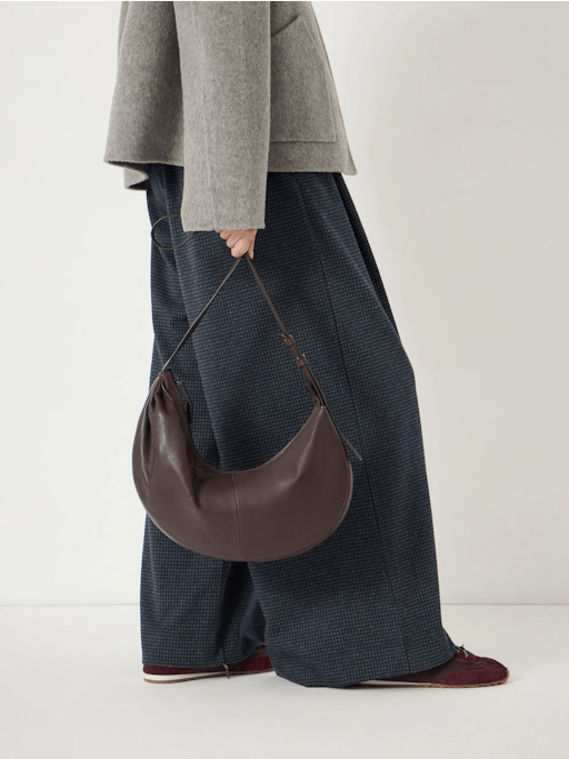 Romy Ruched Leather Crescent Bag