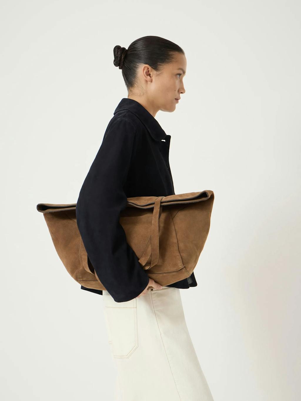 014254-0475-03 Saffie Suede Panel Tote Bag