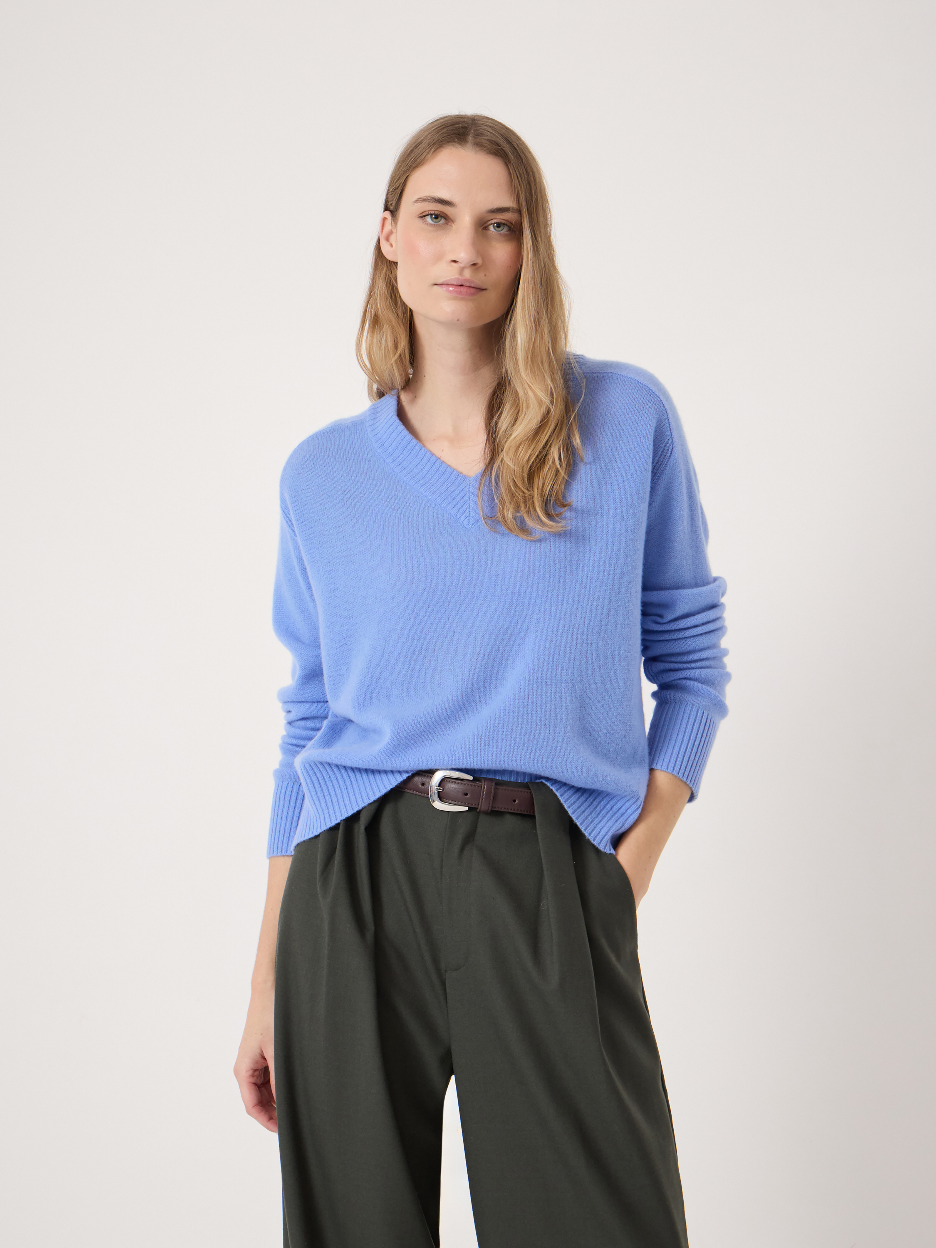 Colette Cashmere V-Neck Saddle Sleeve Jumper