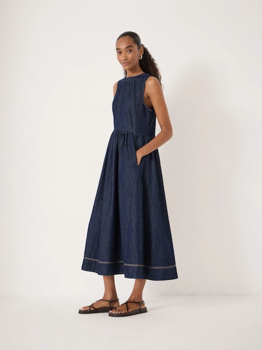 Marlowe Denim Crew Neck Maxi Dress
