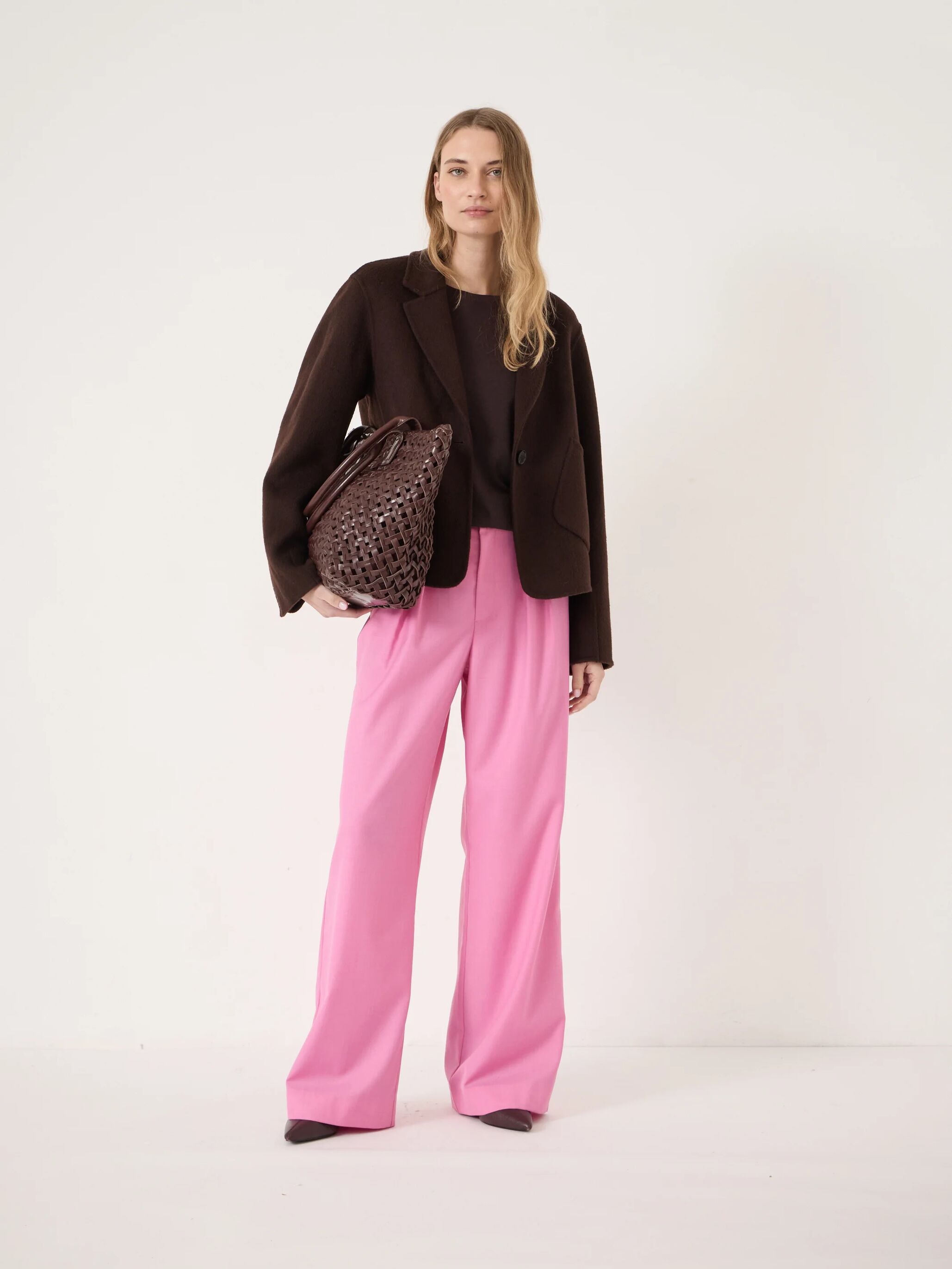 Lya Wool Blend Wide Leg Trousers