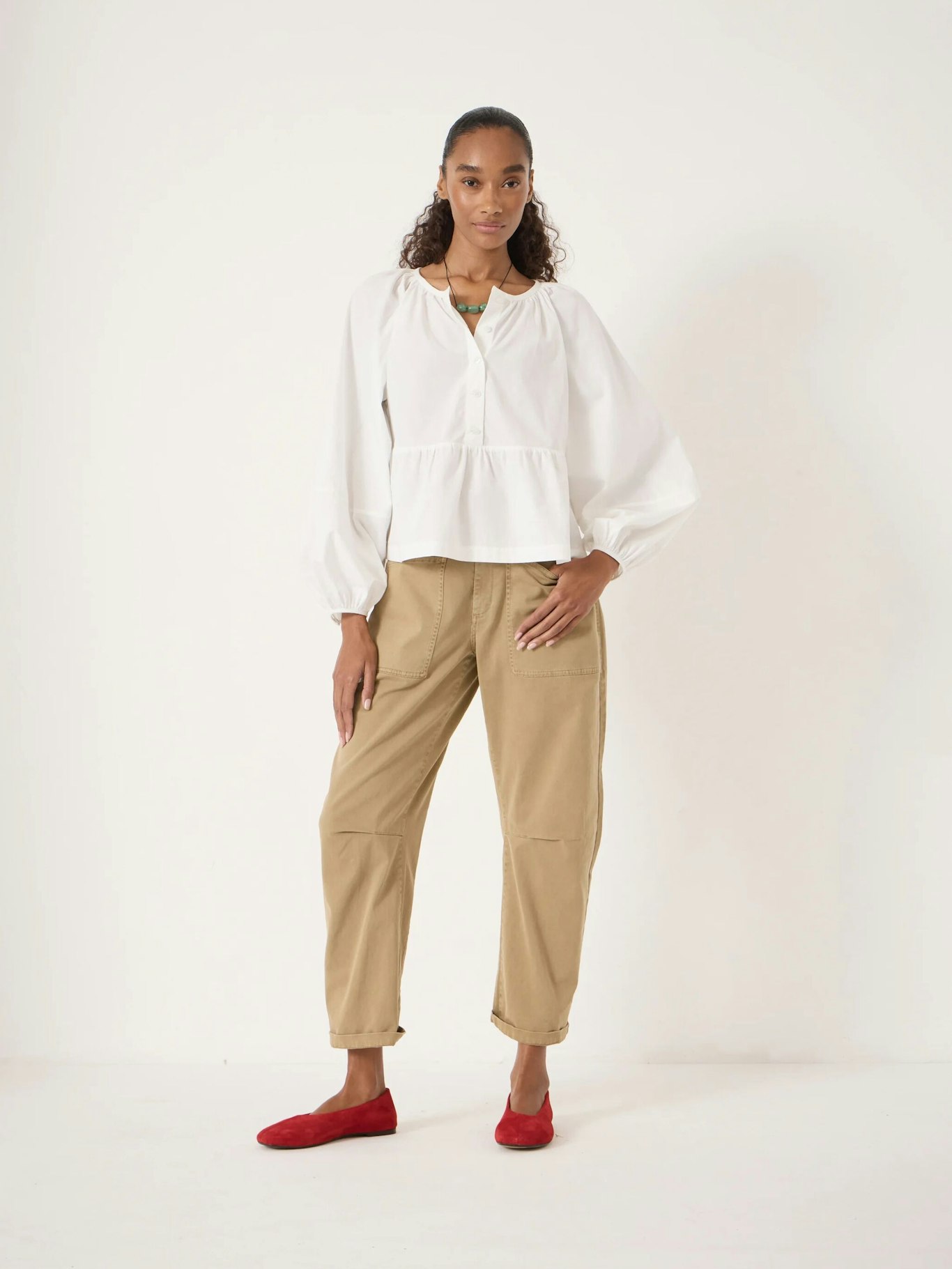 015153-0001-02 Beck Cotton Peplum Blouse
