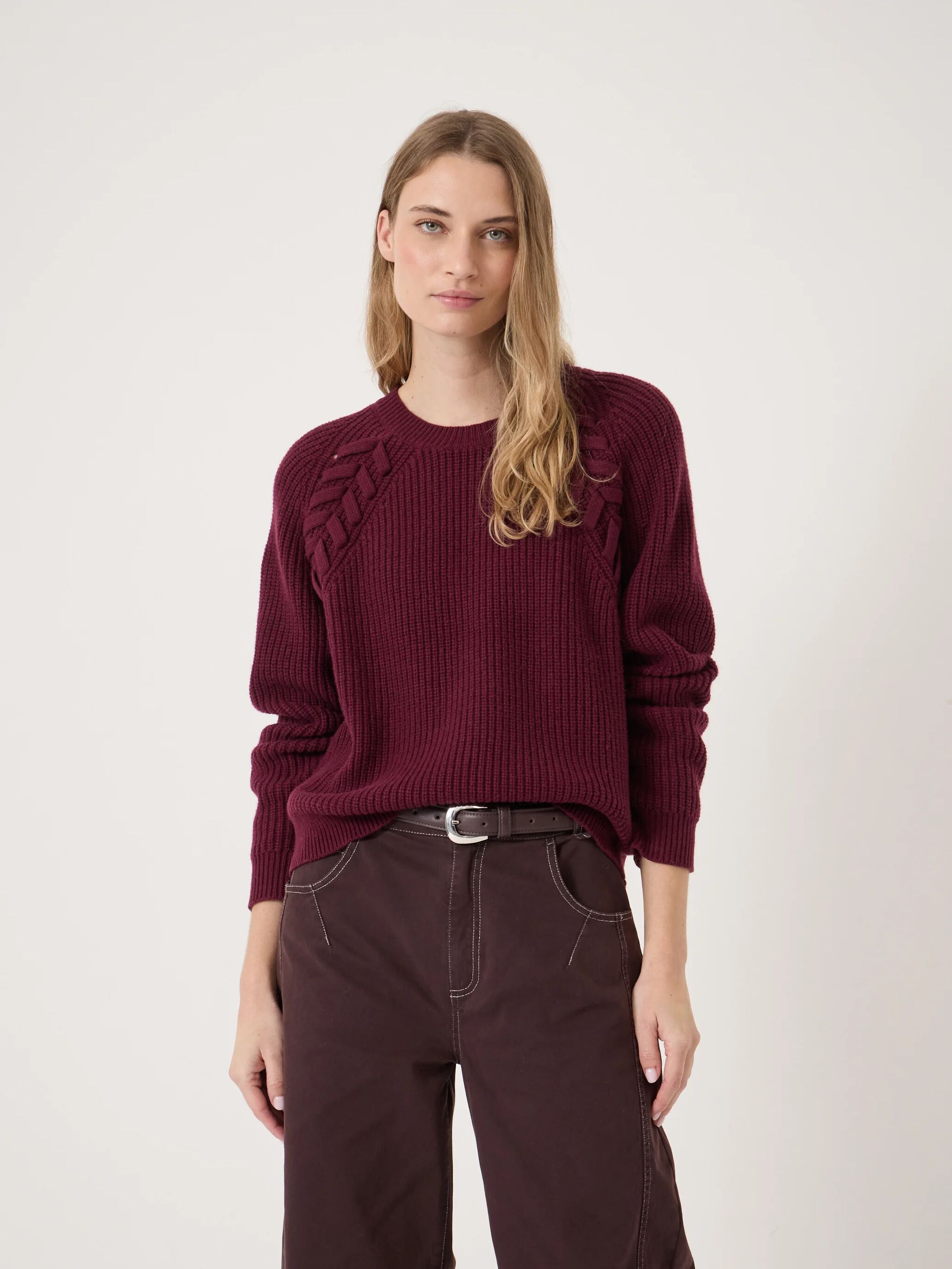 Mel Wool Blend Plait Trim Jumper