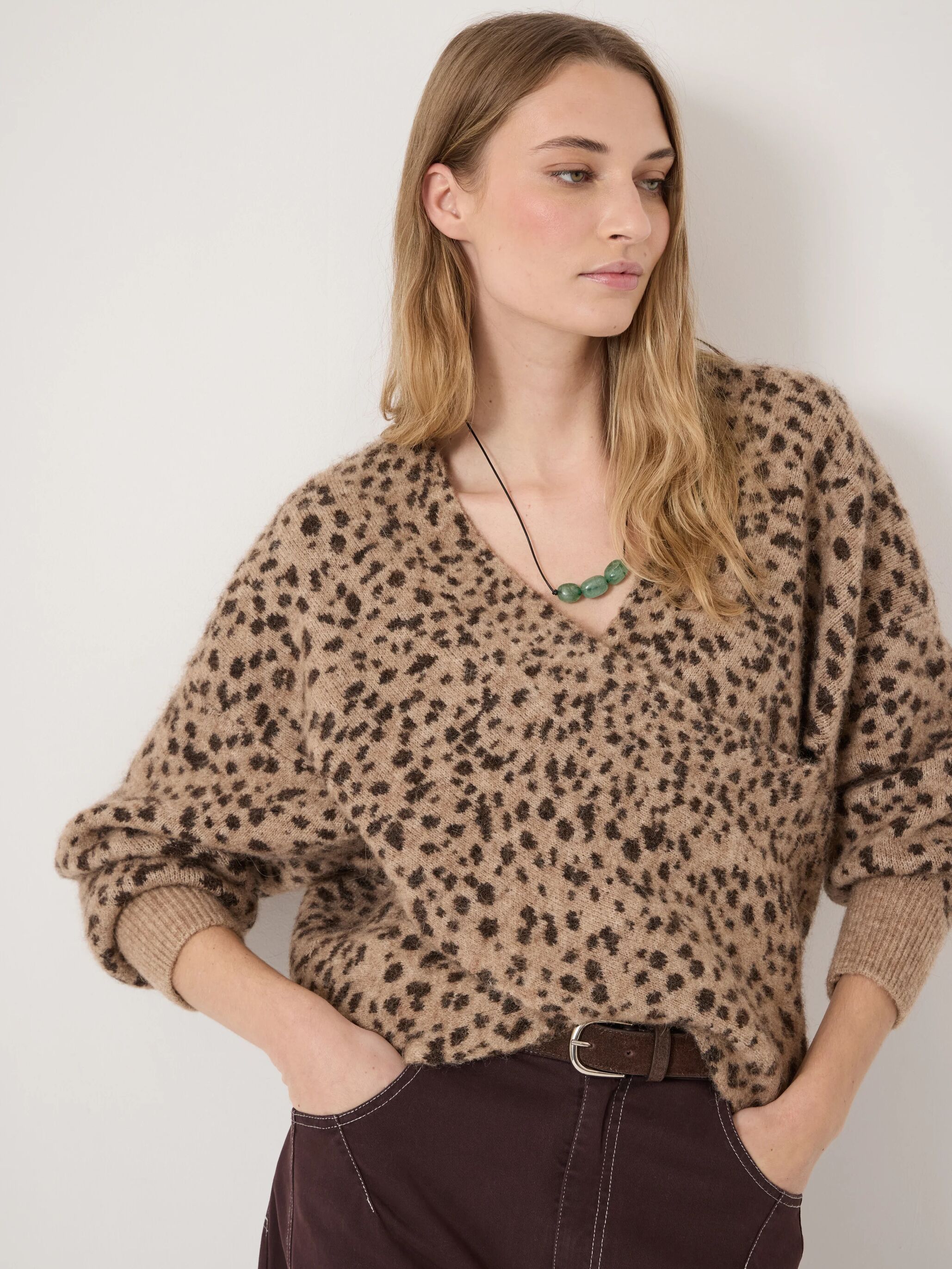 Betty Wool Blend Patterned Wrap Jumper