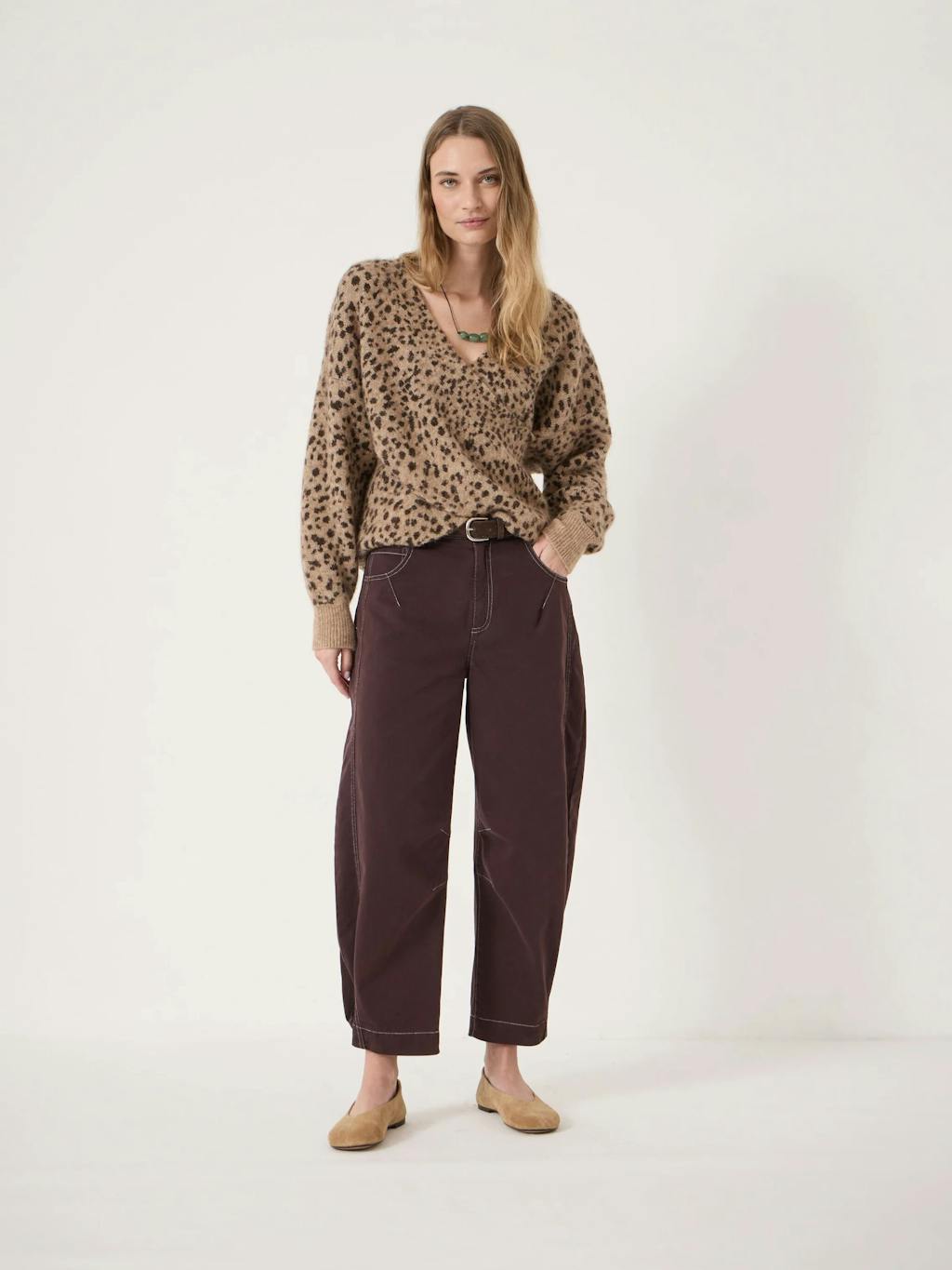 014355-0621-02 Betty Wool Blend Patterned Wrap Jumper