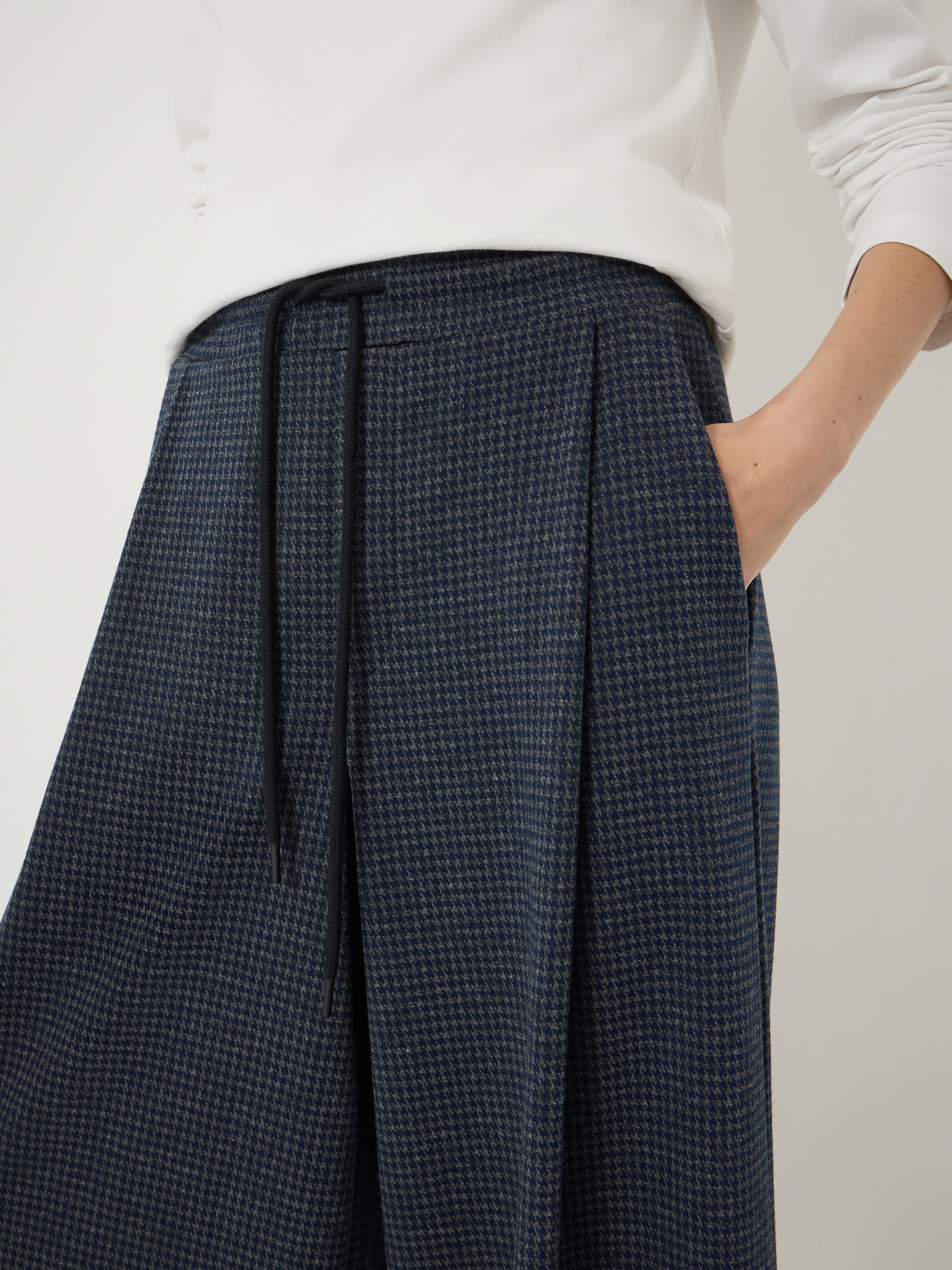 Taylor Check Wide Leg Jersey Trousers