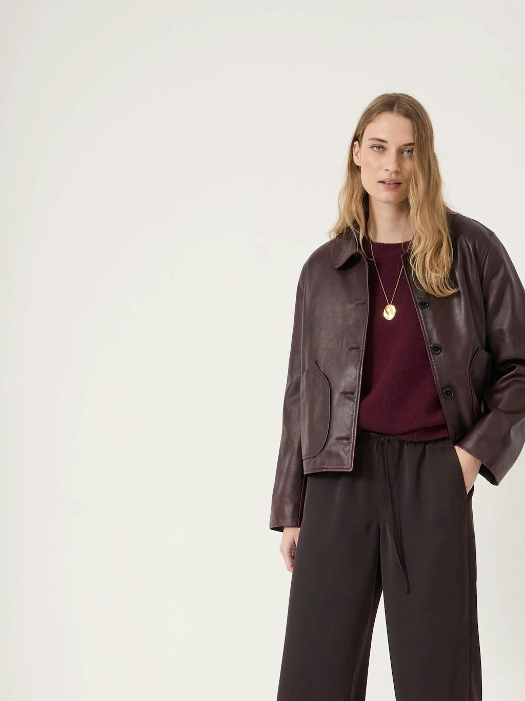 014801-4843-01 Tamar Satin Straight Ankle Grazer Trousers