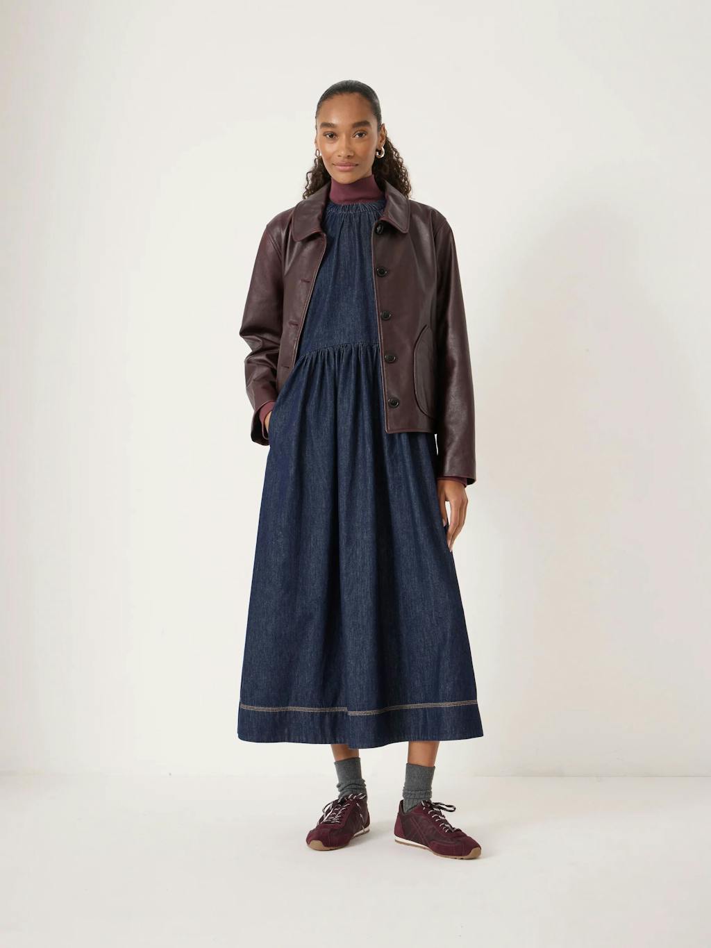 014498-4519-01 Marlowe Denim Crew Neck Maxi Dress