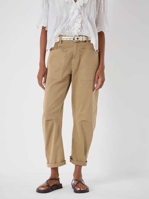 Cordi Barrel Leg Cotton Trousers