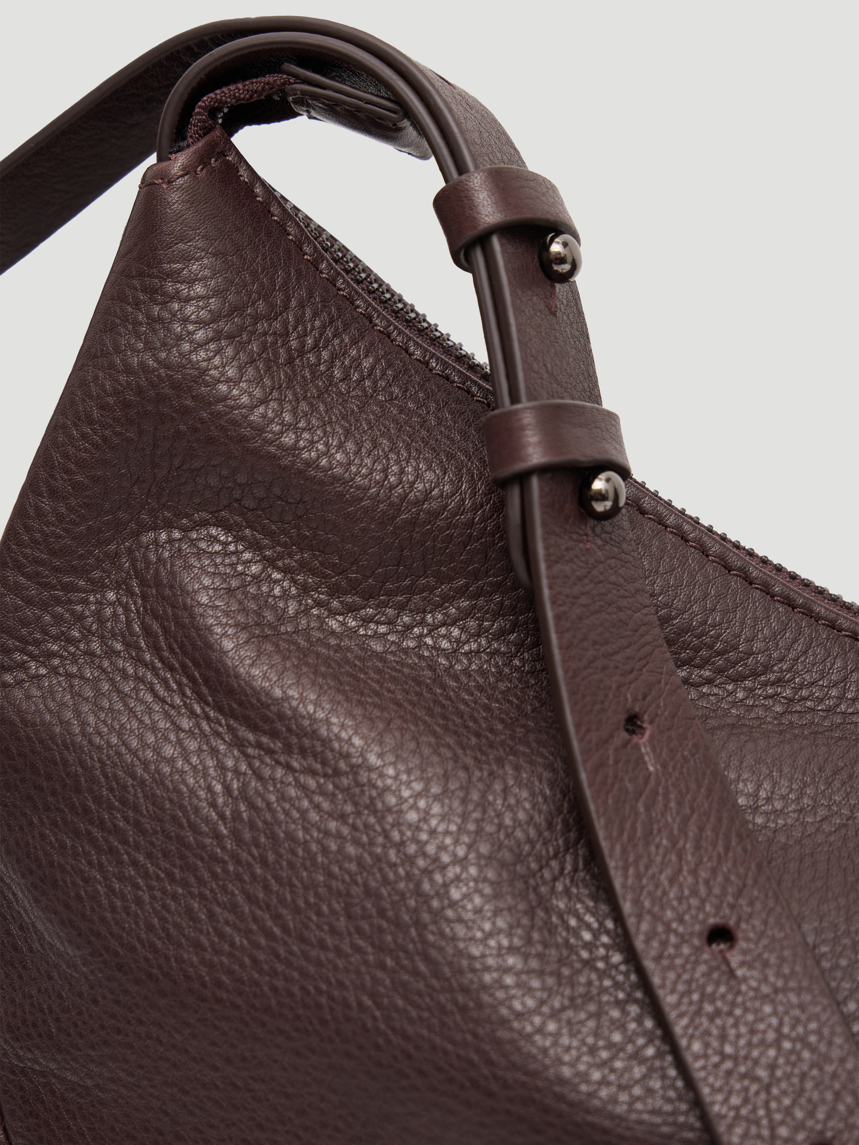 Romy Ruched Leather Crescent Bag