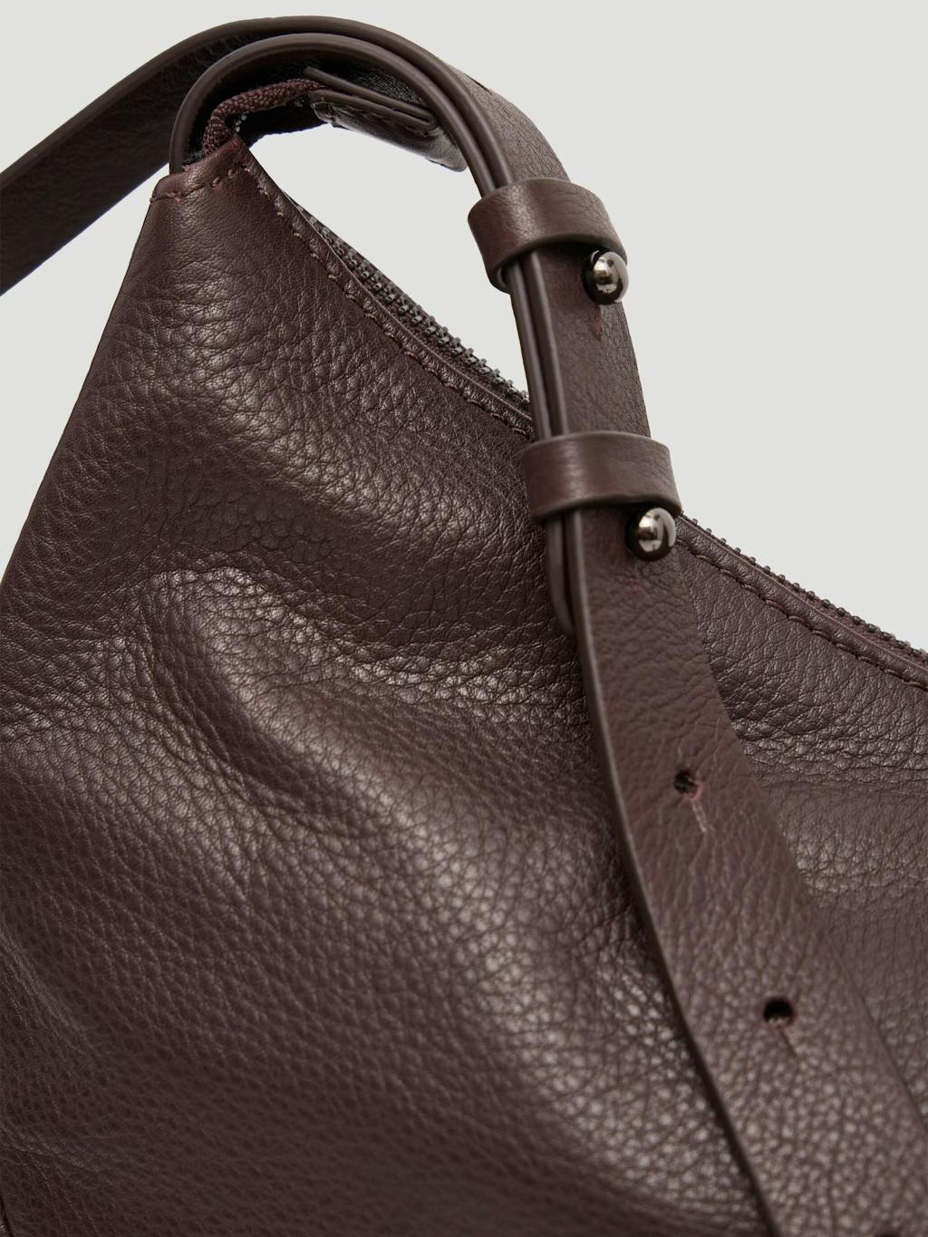 014256-1319-08 Romy Ruched Leather Crescent Bag