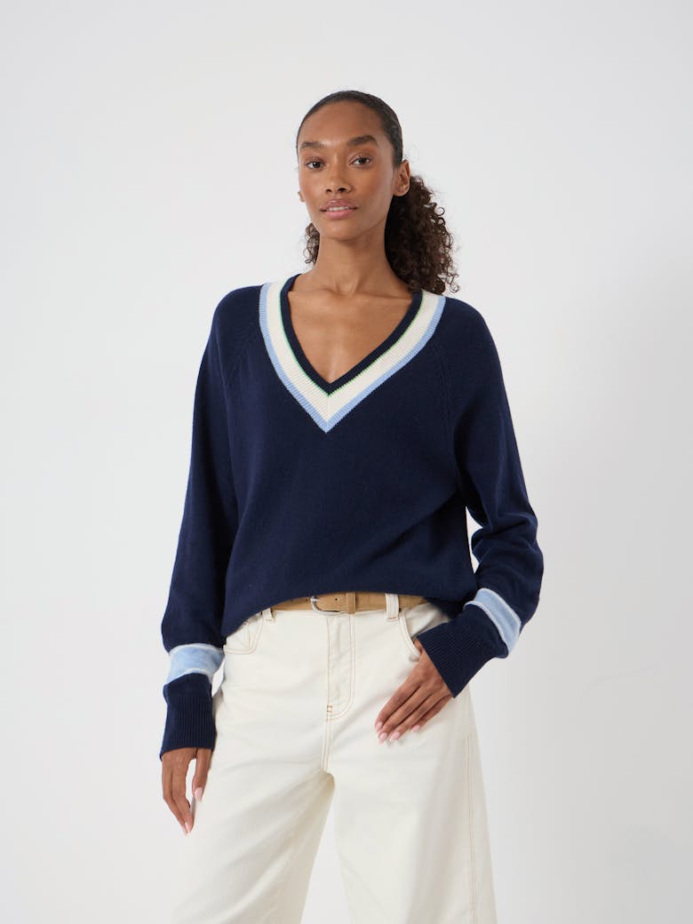 Freddie Wool Blend Contrast Trim Jumper