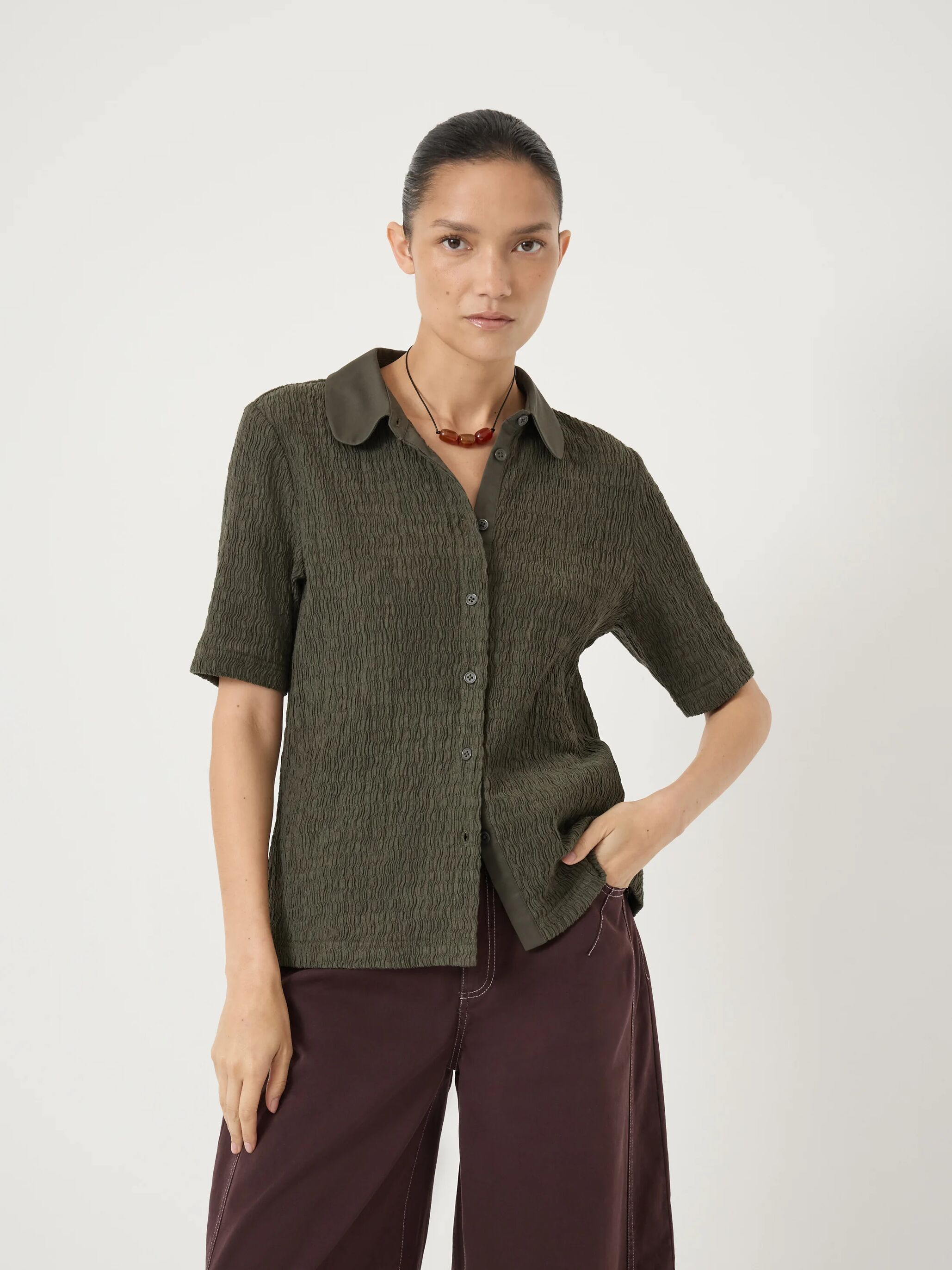 Kinsley Textured Jersey Polo Top