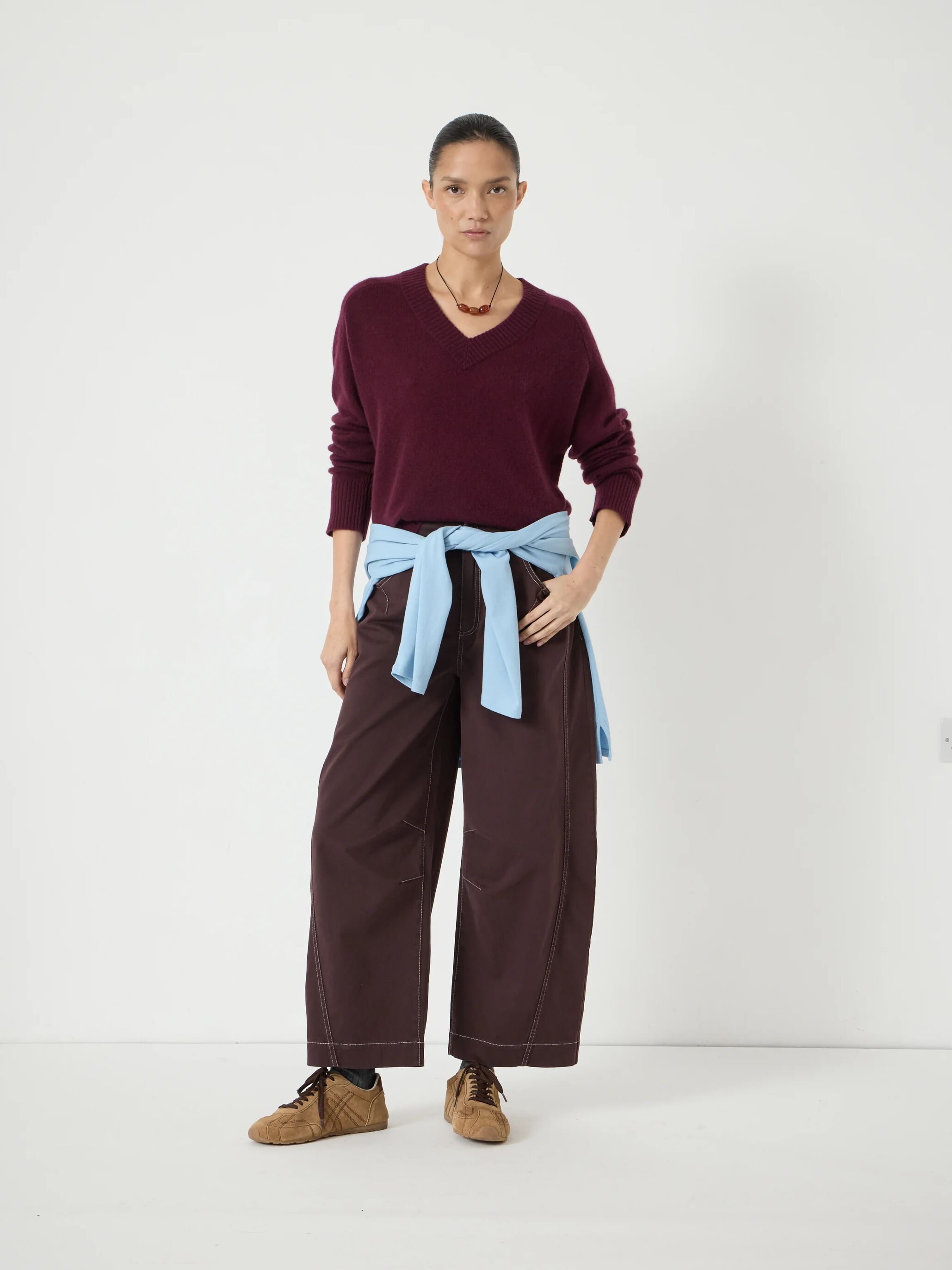 Colette Cashmere V-Neck Saddle Sleeve Jumper