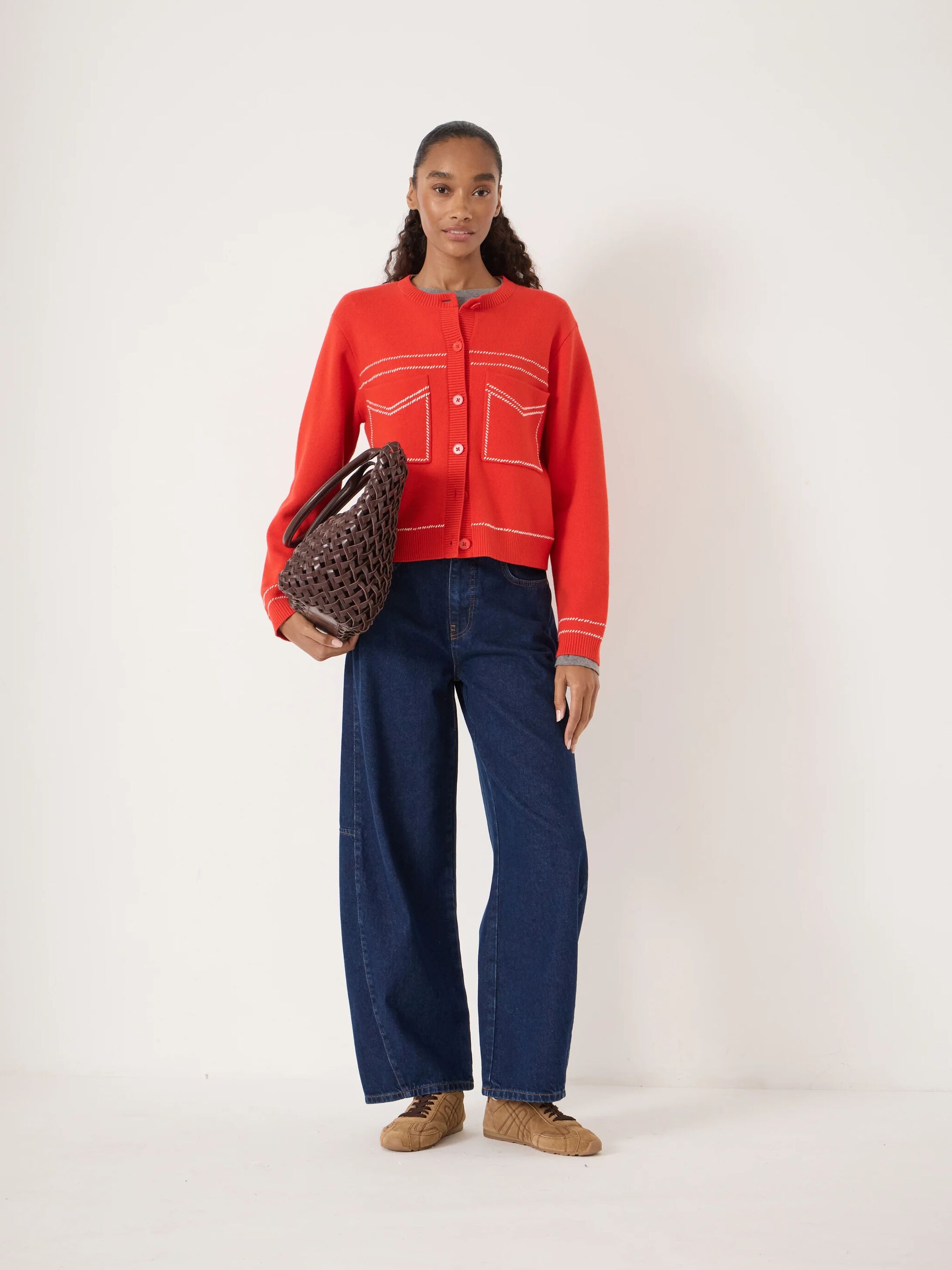 Stitch Detail Cardigan with Wool