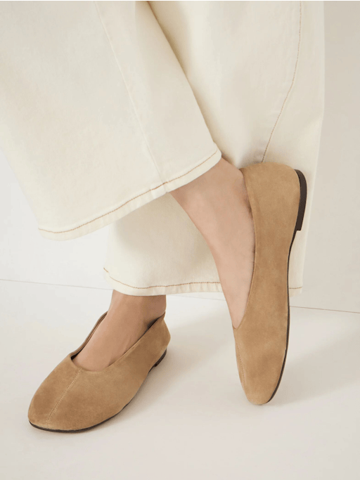 Bertie Round Toe Suede Ballet Flats