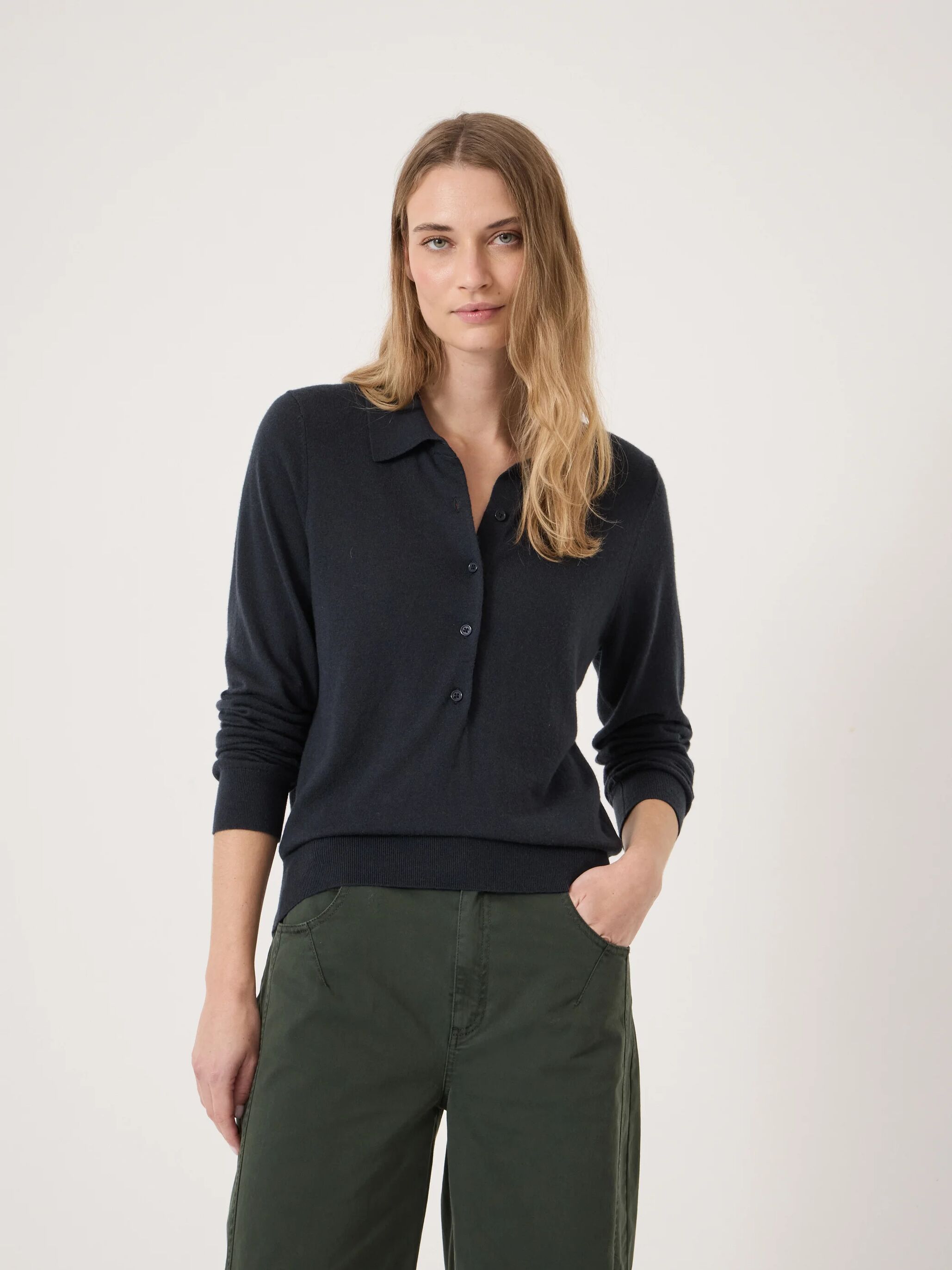 Merino Long Sleeve Polo Top