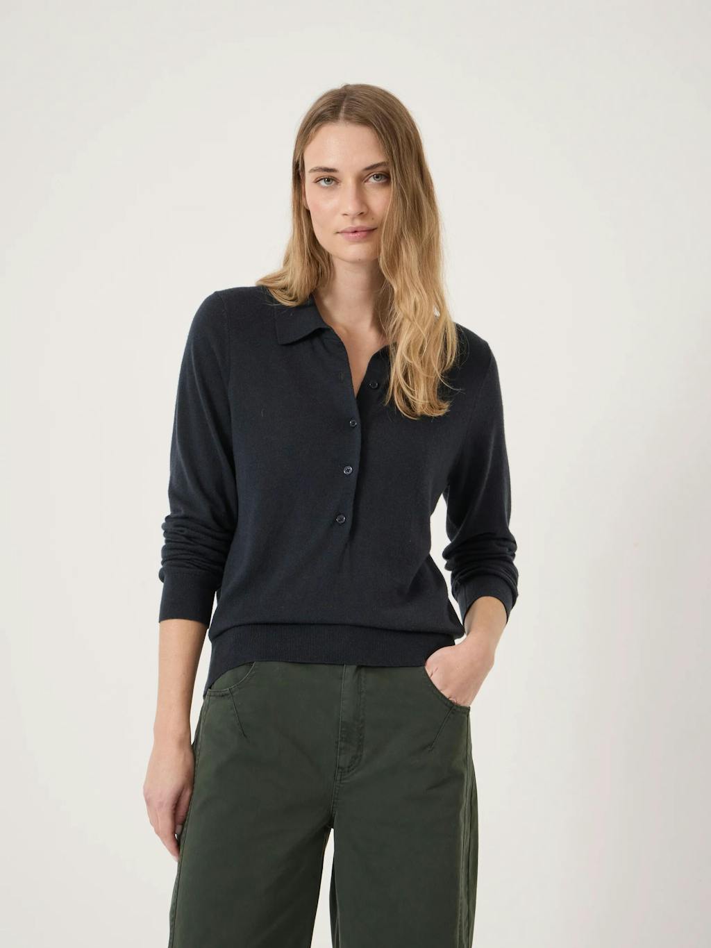 014580-1658-01 Merino Long Sleeve Polo Top