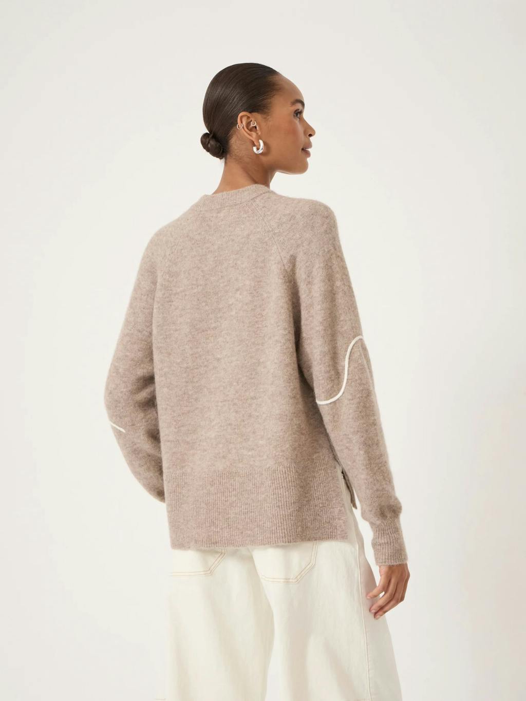 014563-4696-03 Wool Blend Crew Neck Jumper with Flower Motif