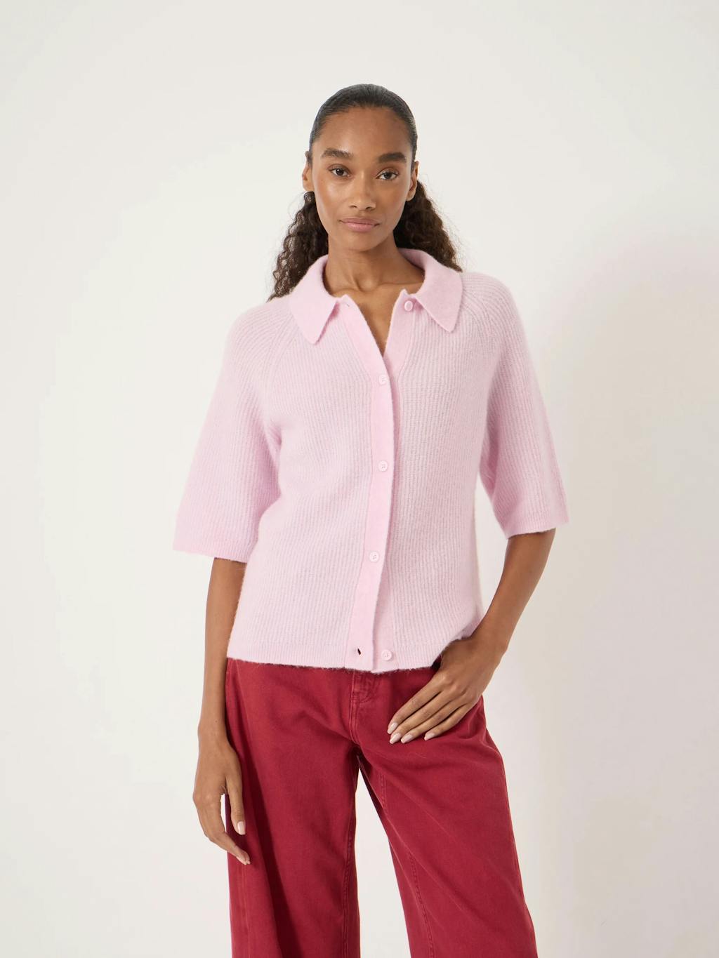 014277-1434-01 Jinny Wool Blend Short Sleeve Cardigan