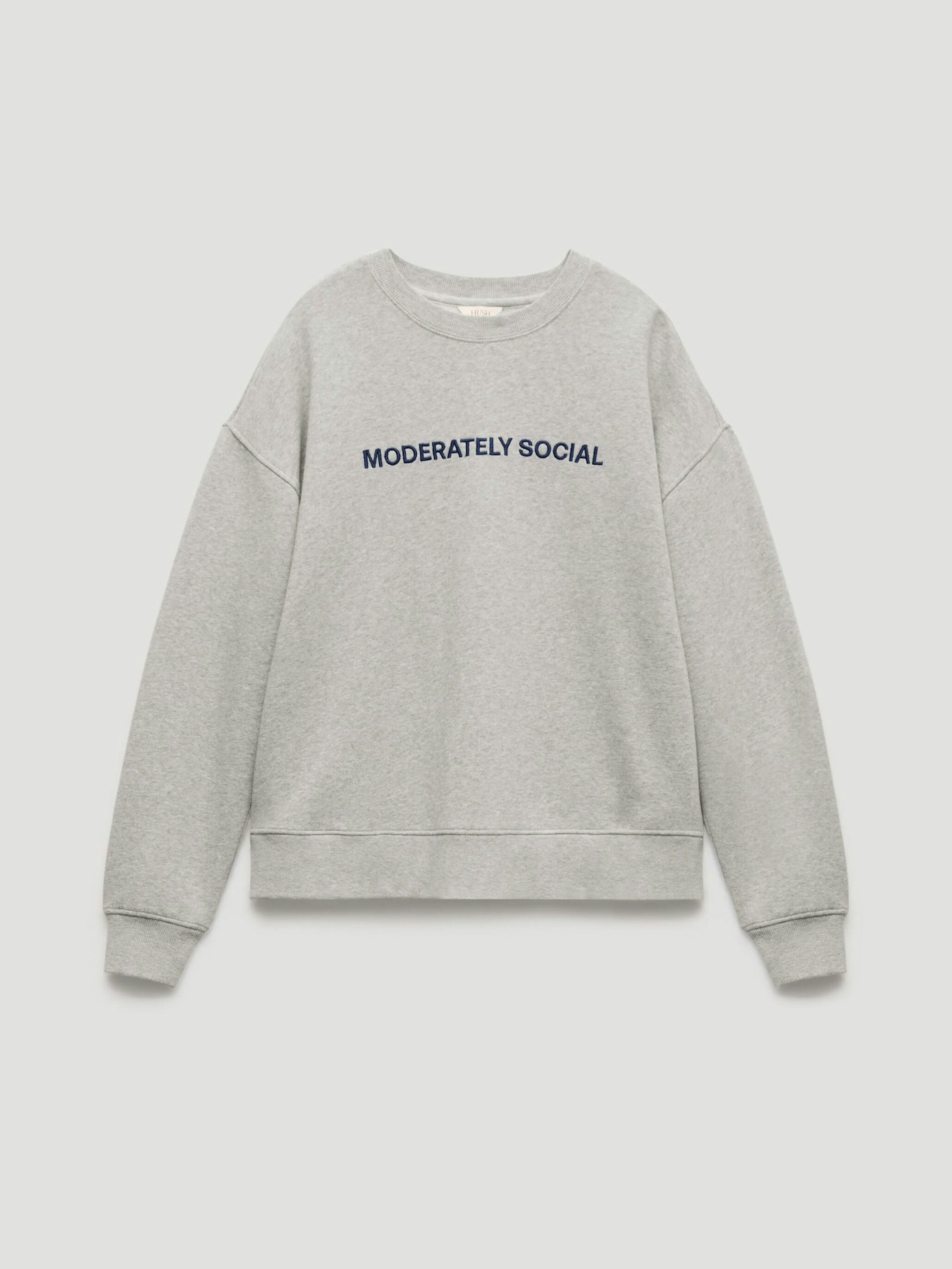 015267-4426-07 Moderately Social Embroidered Graphic Cotton Sweatshirt