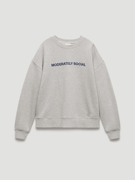 Moderately Social Embroidered Graphic Cotton Sweatshirt