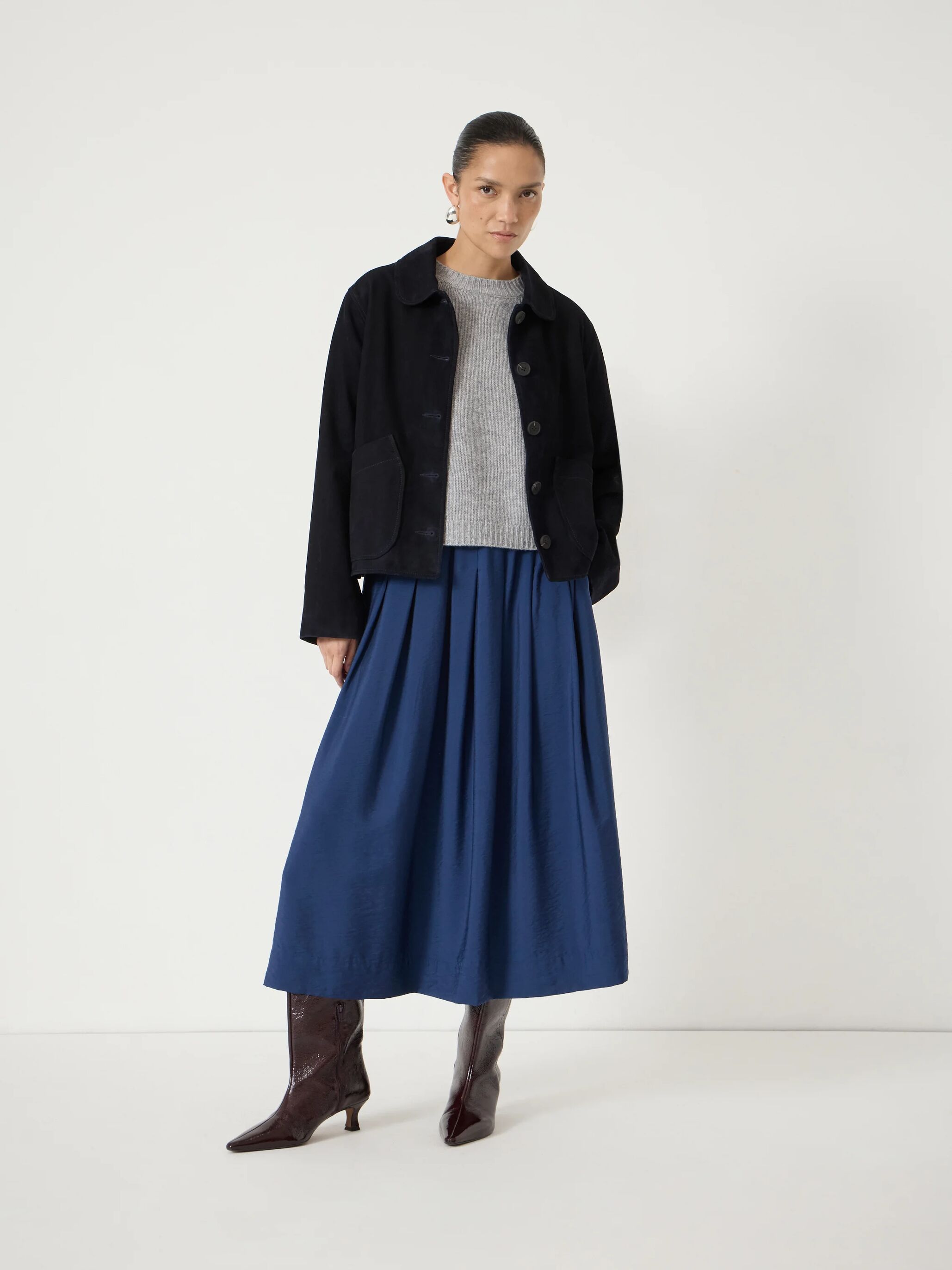 Ivy Pleated Air Flow Midi Skirt
