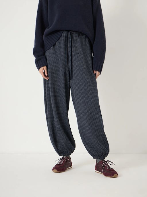 Taylor Check Balloon Hem Jersey Trousers