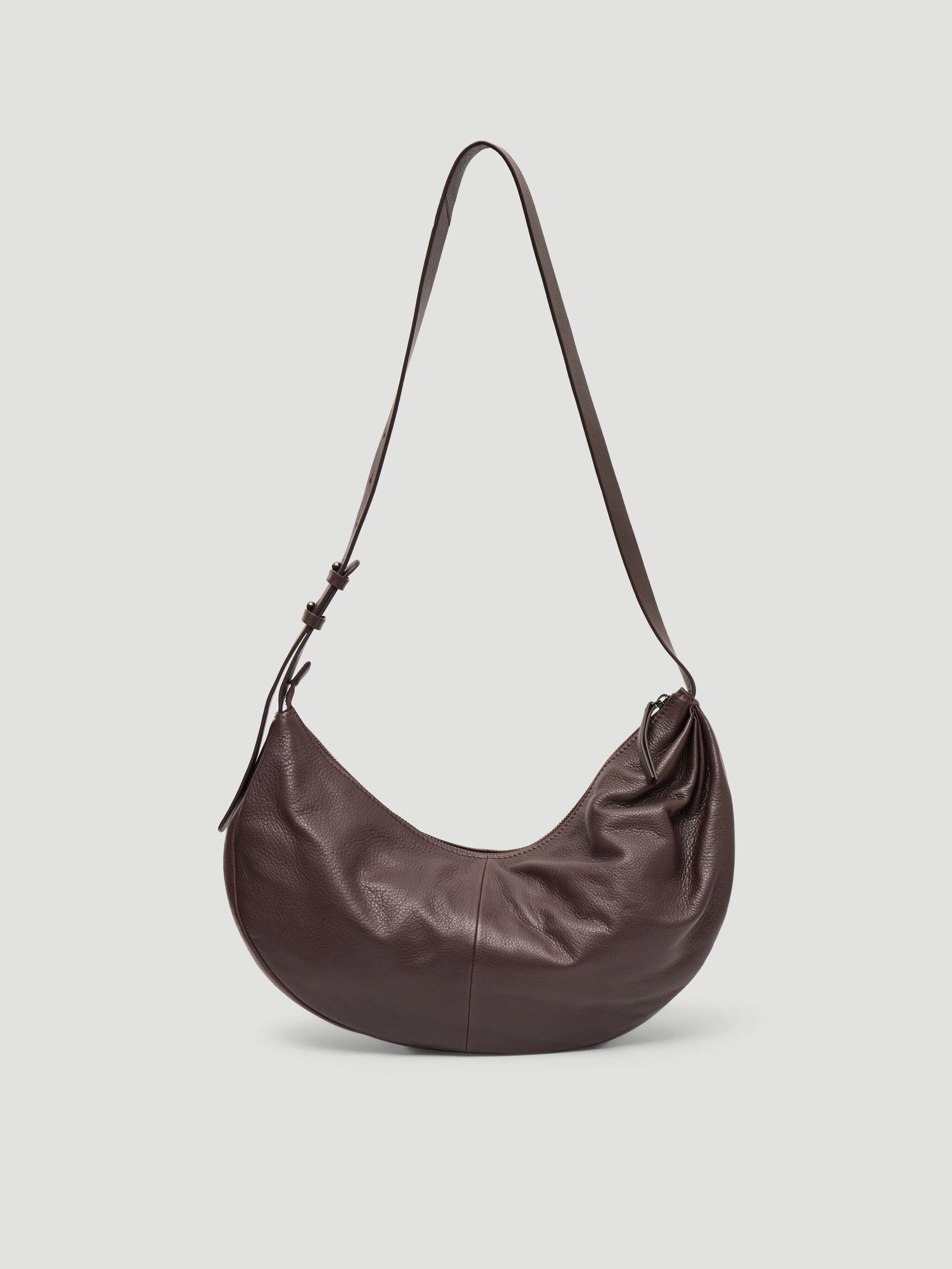 Romy Ruched Leather Crescent Bag