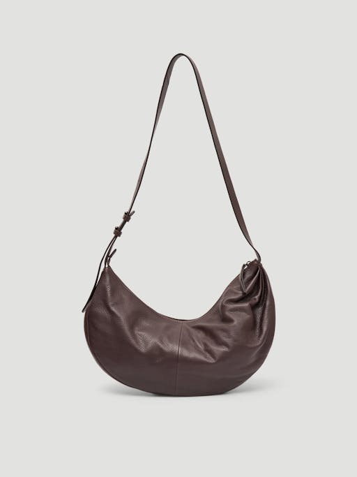 Romy Ruched Leather Crescent Bag
