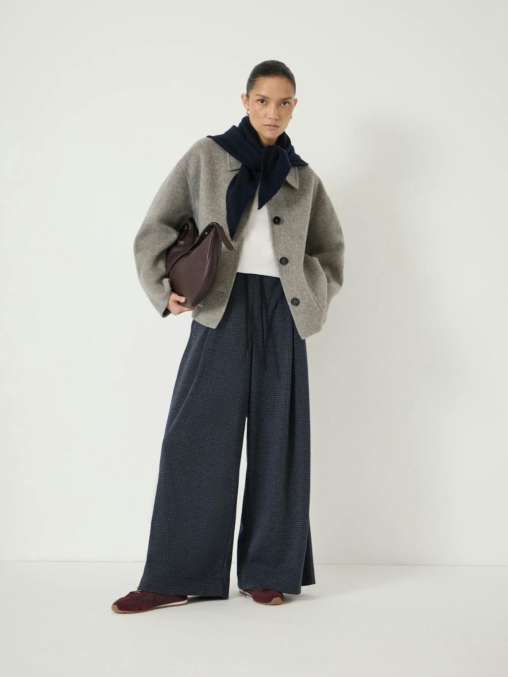 015306-3711-01 Taylor Check Wide Leg Jersey Trousers