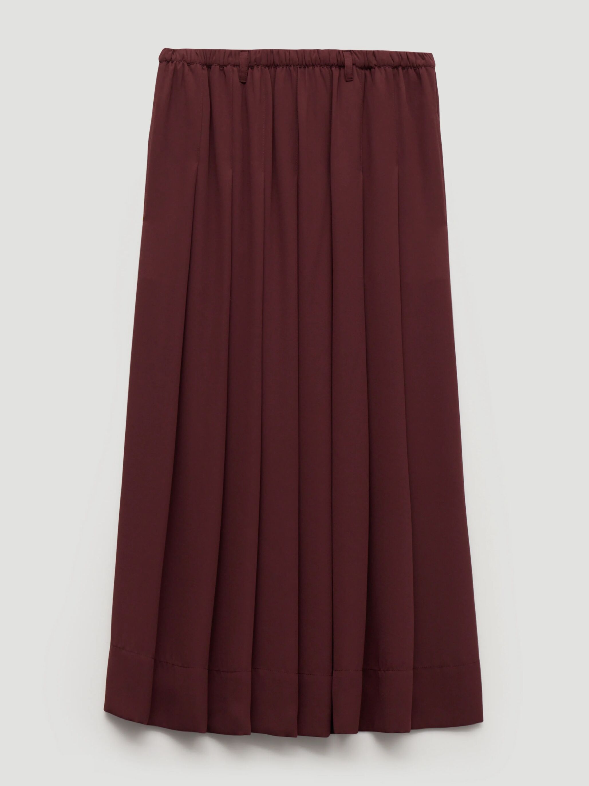 Ivy Pleated Chiffon Midi Skirt (Burgundy Purple)
