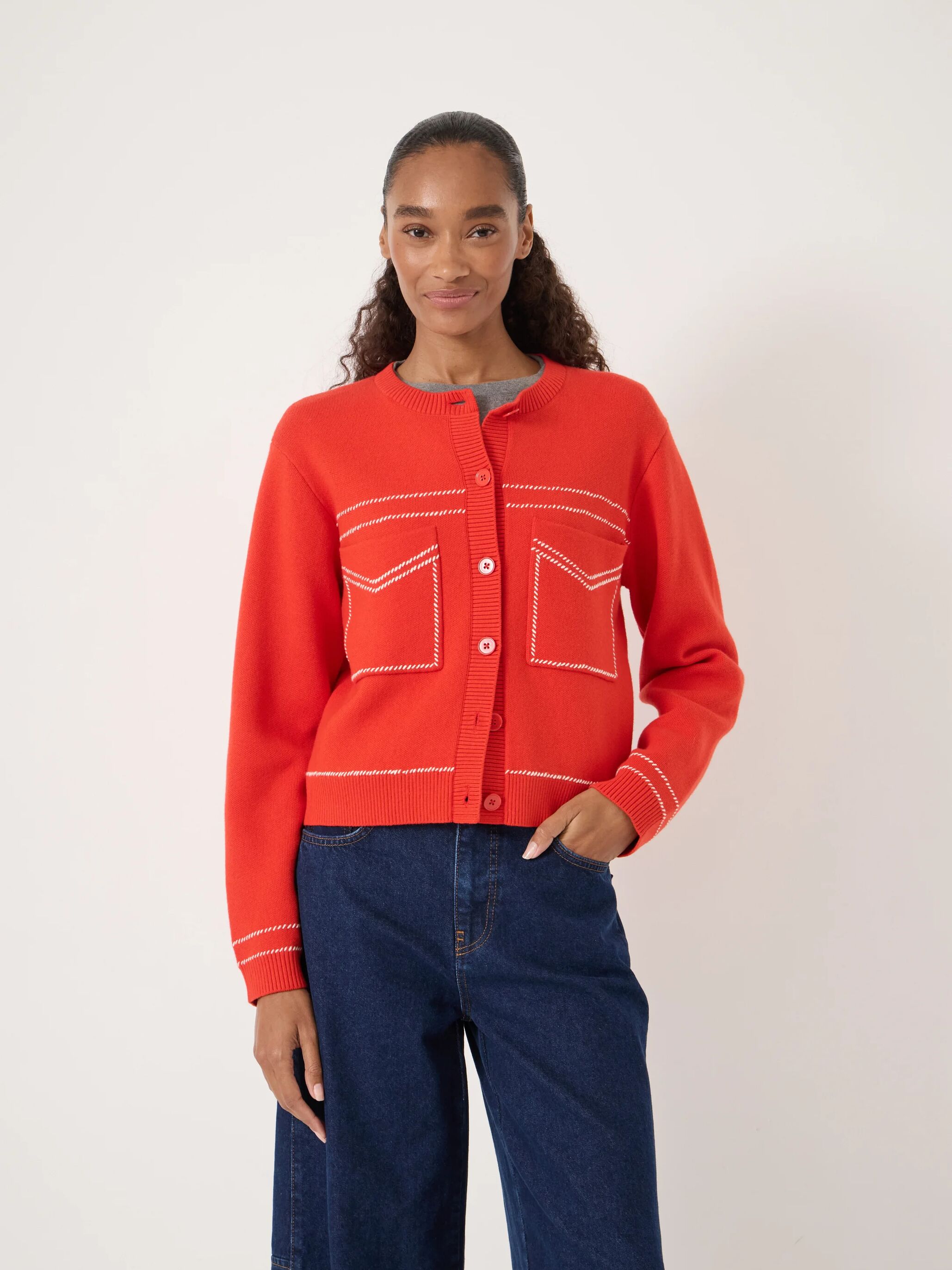 Stitch Detail Cardigan with Wool